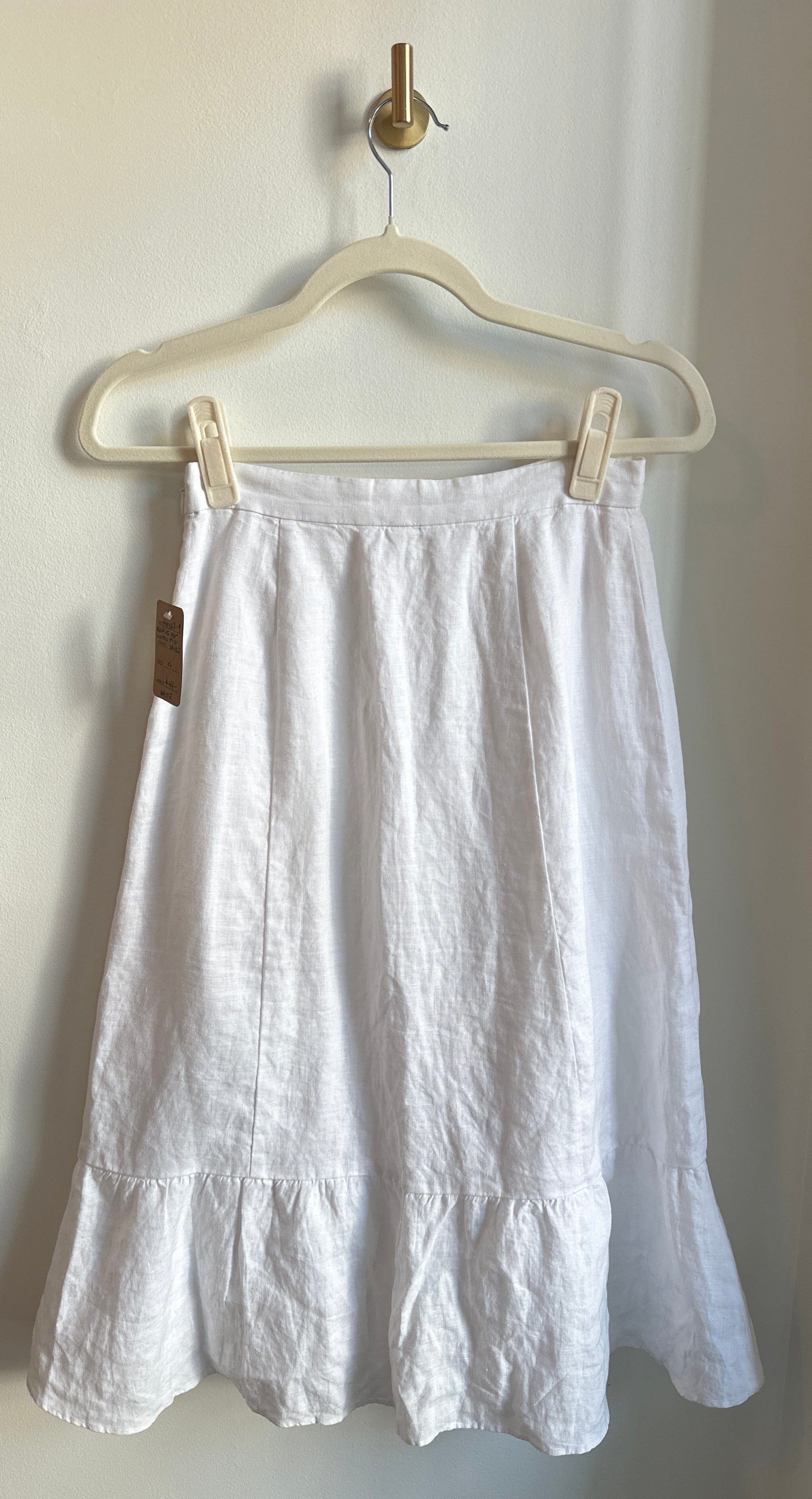 WILFRED Linen Midi Skirt – White — Size 0