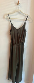 Monk & Lou Wrap Front Wide Leg Jumpsuit | Army Green | Size XS