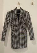 ZARA Long Sleeved Blazer Dress Black and White Houndstooth Medium