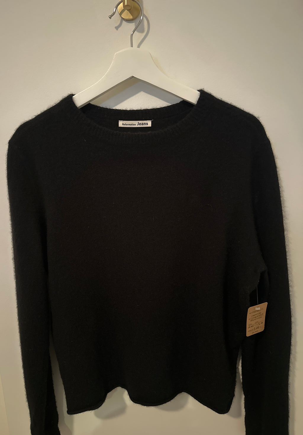 Reformation Jeans Black Cashmere Sweater M *AS-IS*