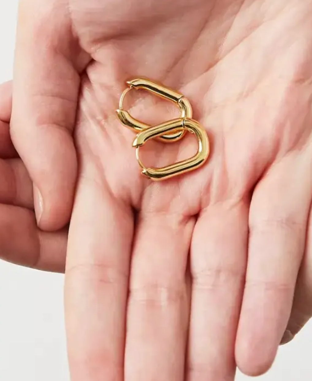 Jewelry Classic PaperClip Puffy Hoop- Steel Hypoallergenic: Yellow Gold