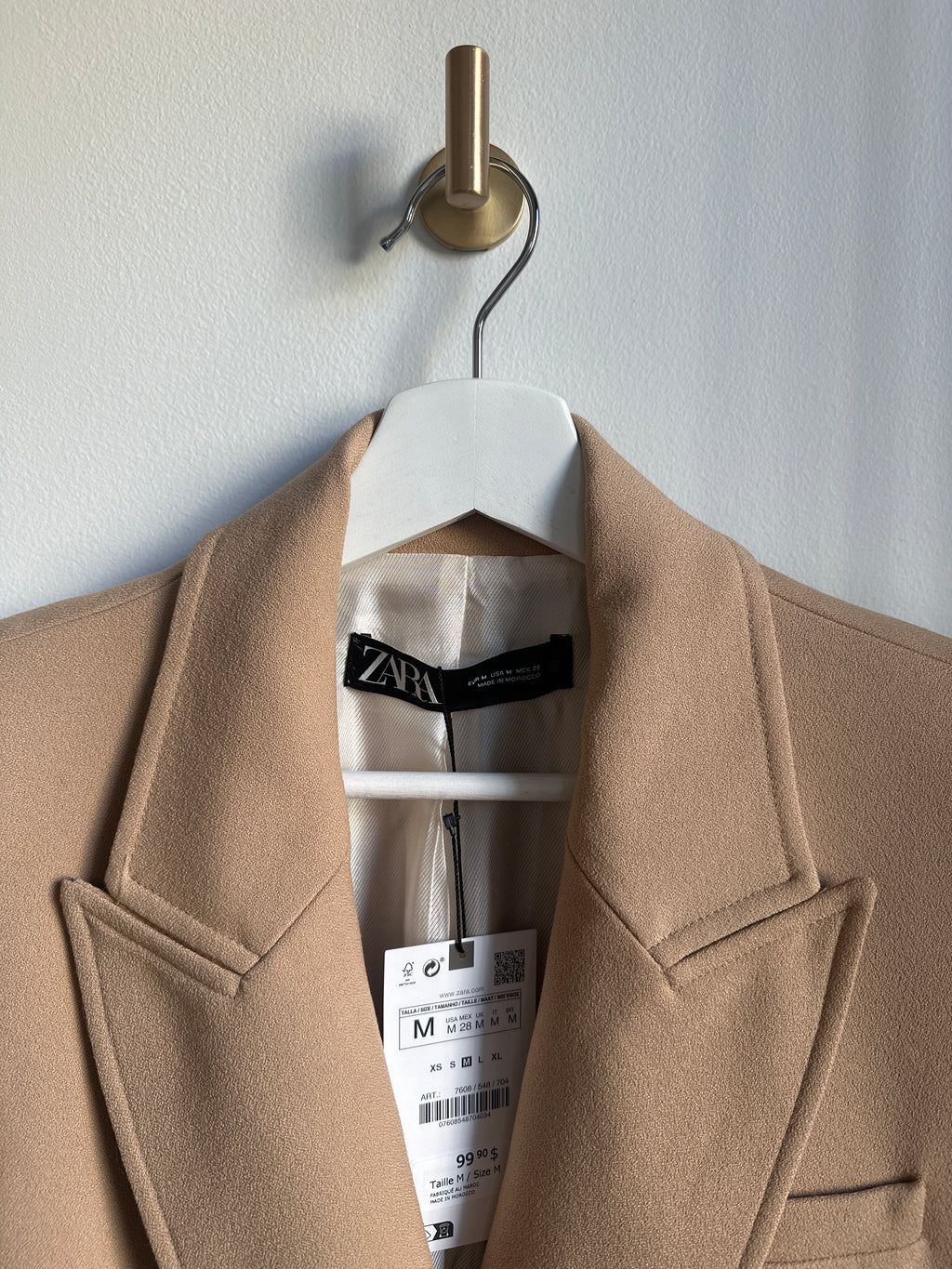ZARA Camel Double-Breasted Blazer – Size M (BNWT)