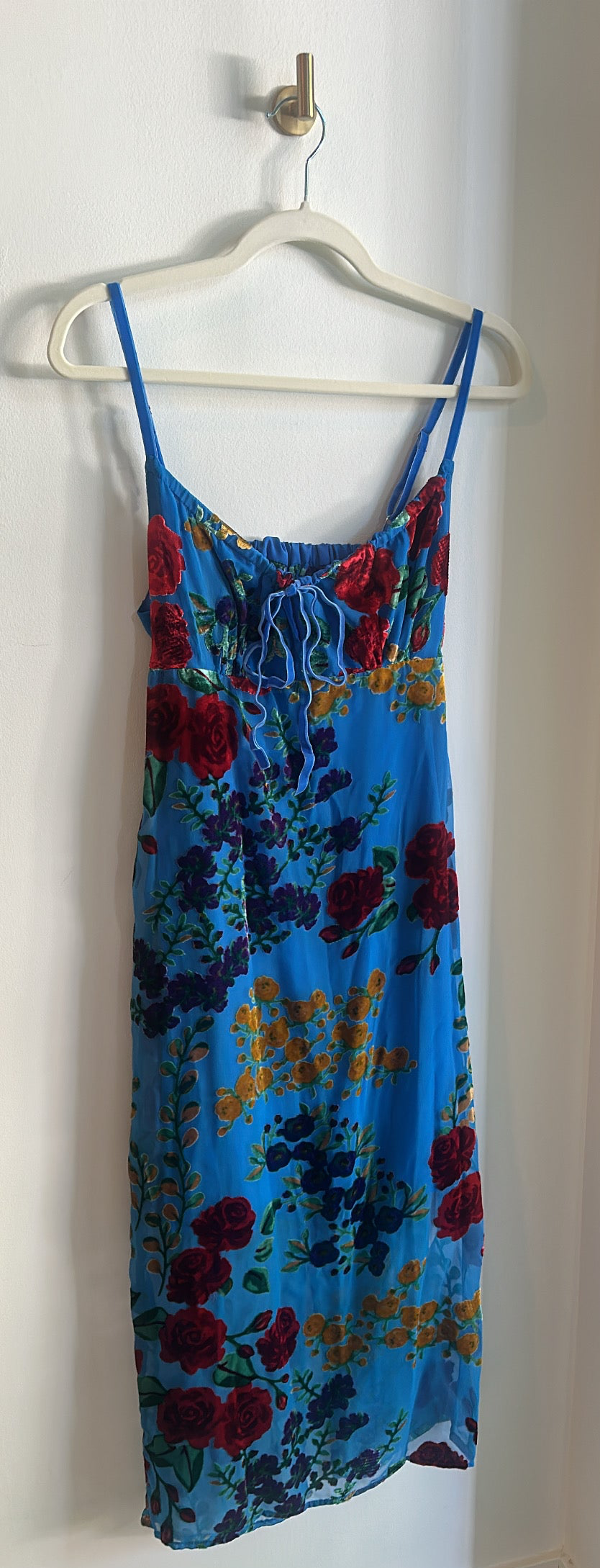 Commense Velvet Floral Appliqué Midi Dress | Size Small | Brand New With Tags