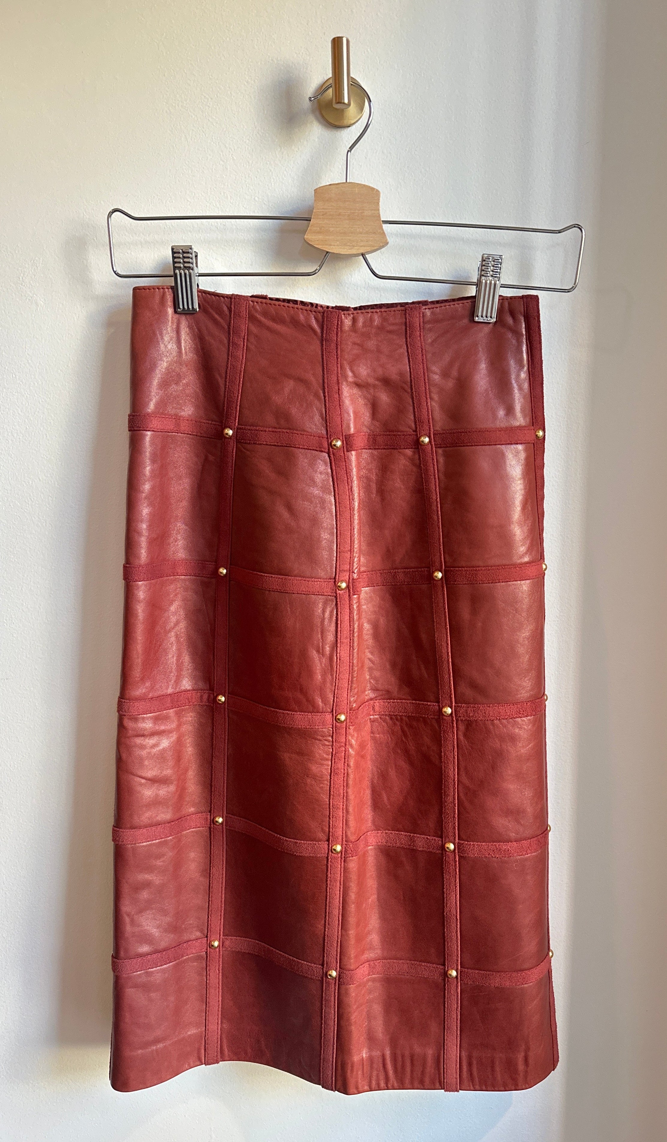 Vintage Escada Leather Studded Skirt — Size 34