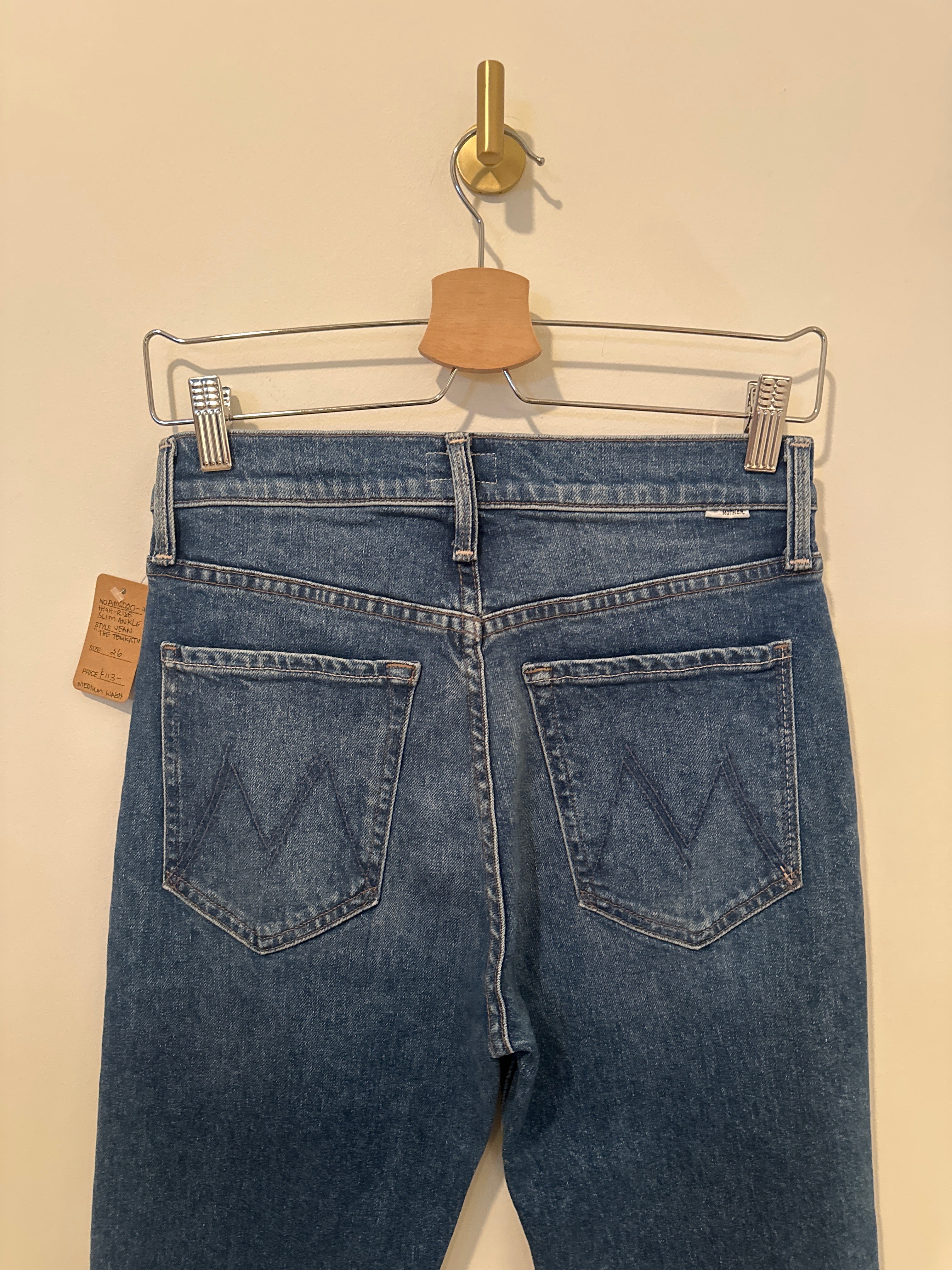 MOTHER DENIM HIGH RISE SLIM 'THE TOMCAT' ANKLE FRAY SIZE 26