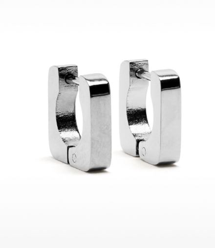 Jewelry All Squared UP- Huggie Hinge Square Hoop Earring 14K gold: Silver