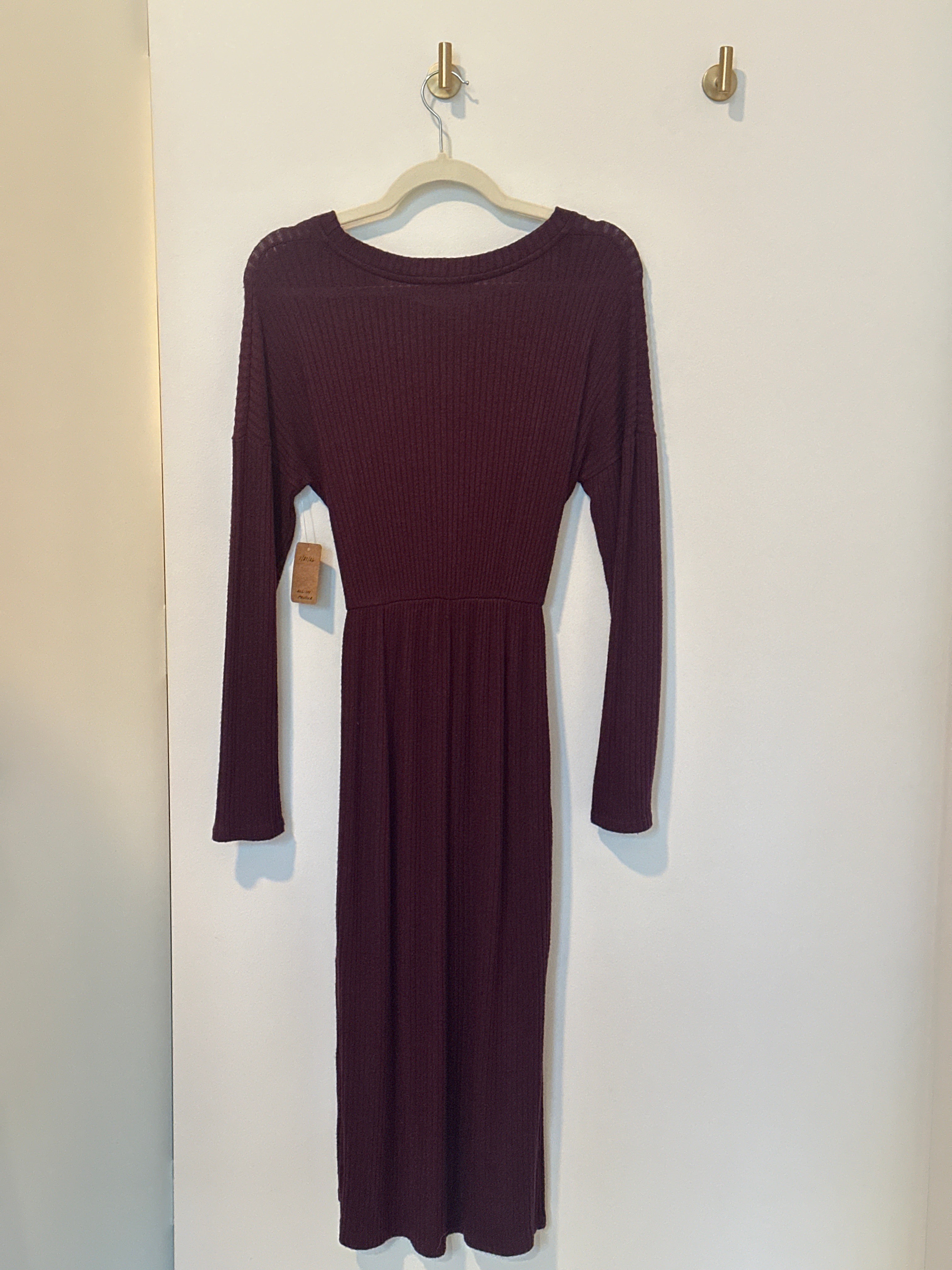 All In Favor Mid Length Faux Wrap Knit Dress