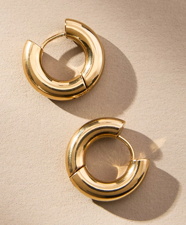 Jewelry Puffy Hinge Hoop Earring- Gold- 18K- Waterproof-PVD