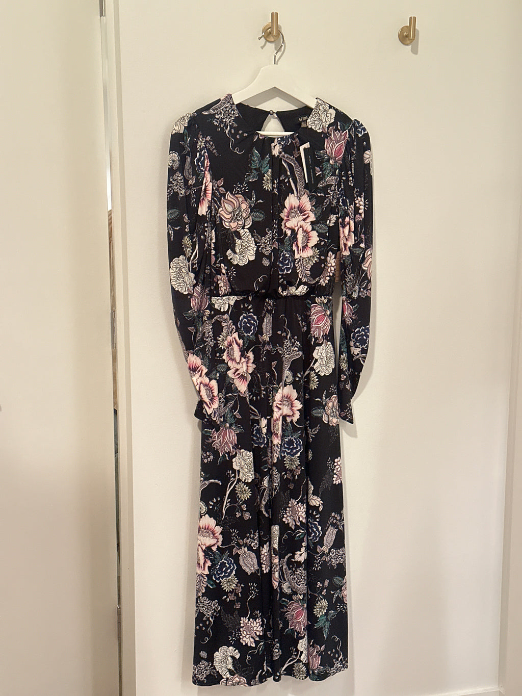 AFRM Long Sleeved, Exposed Back Maxi Dress