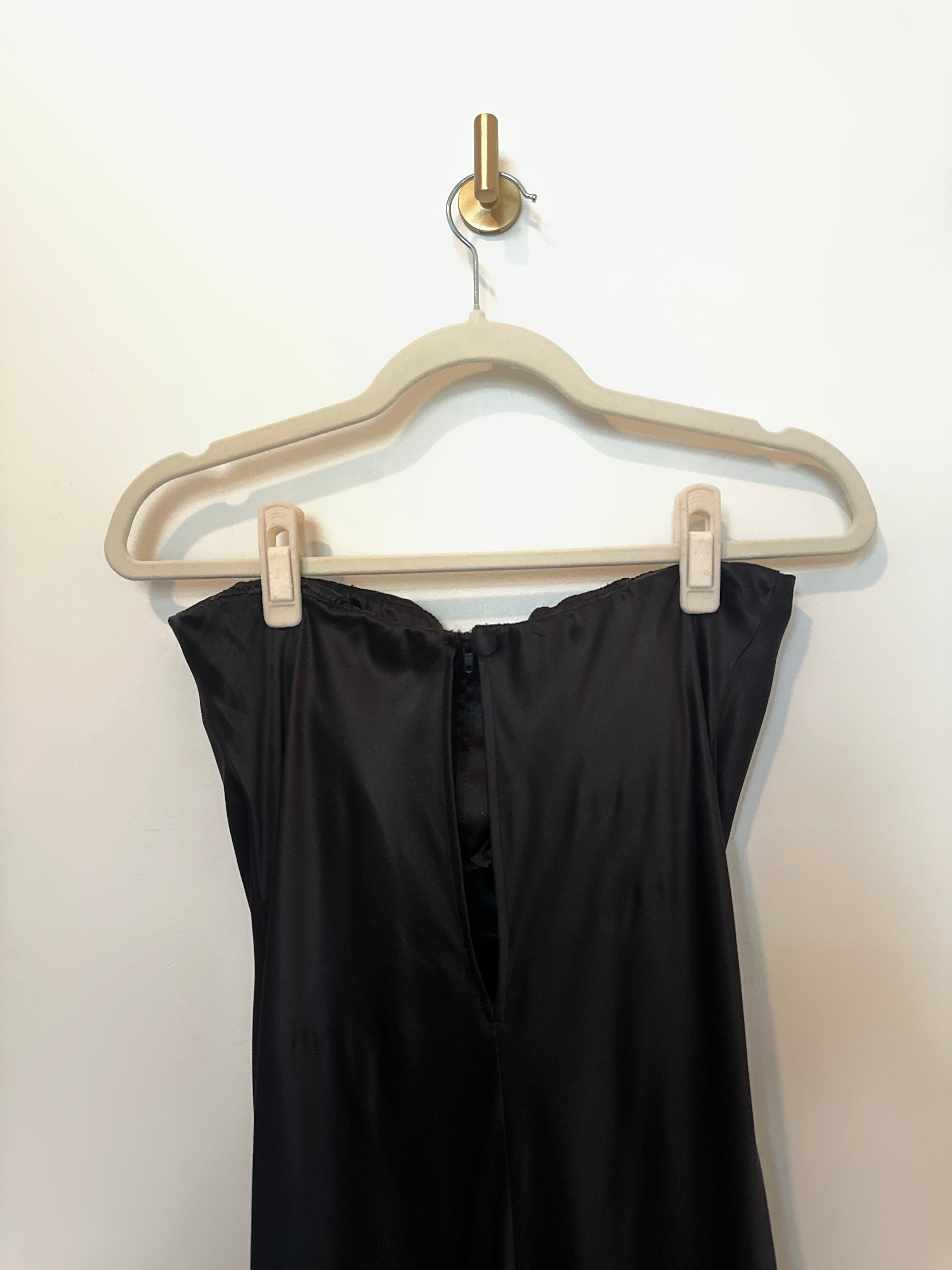 Reformation Strapless Full Length Black Silk Dress Small