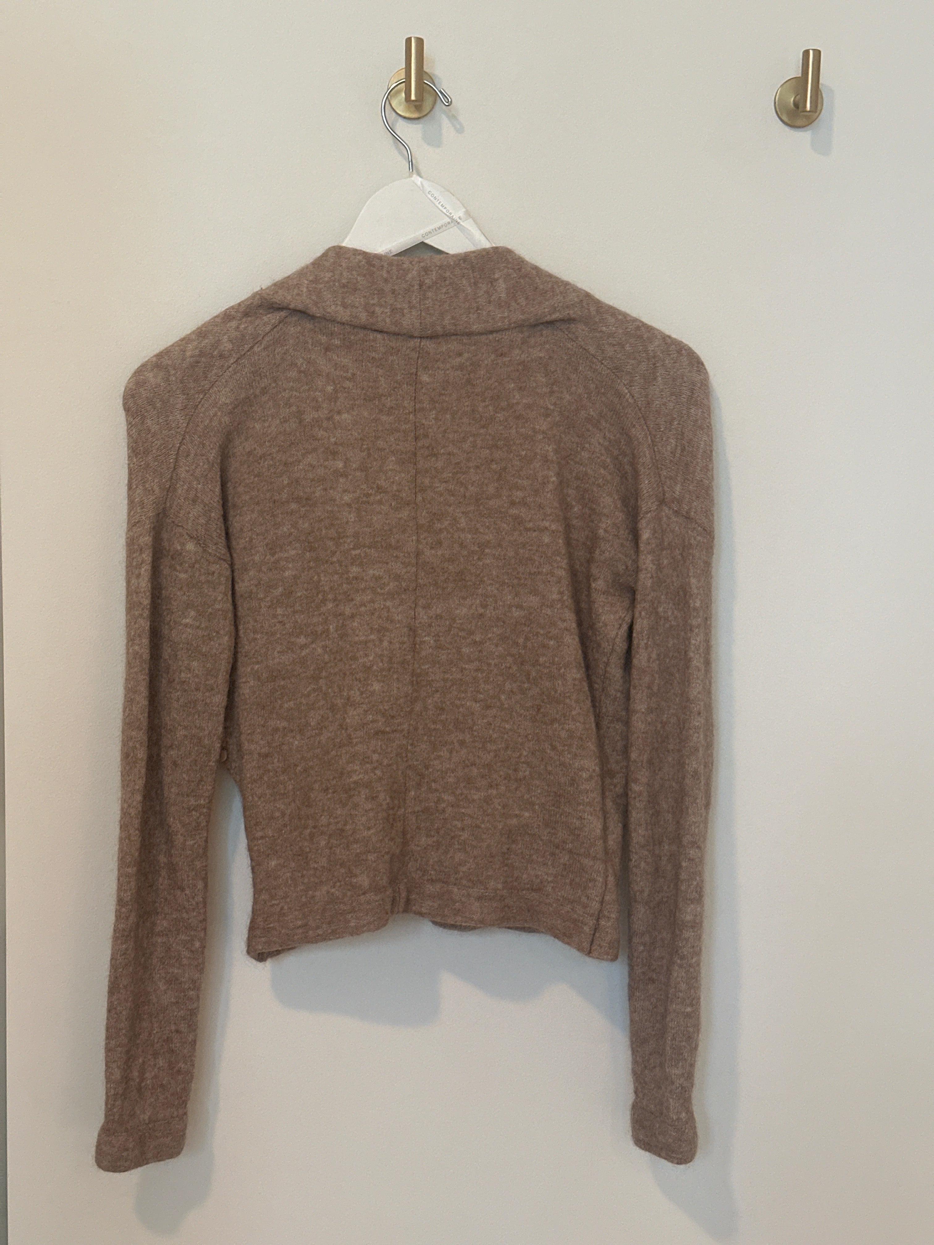Contemporaine Oatmeal Cross Front Long Sleeve Sweater