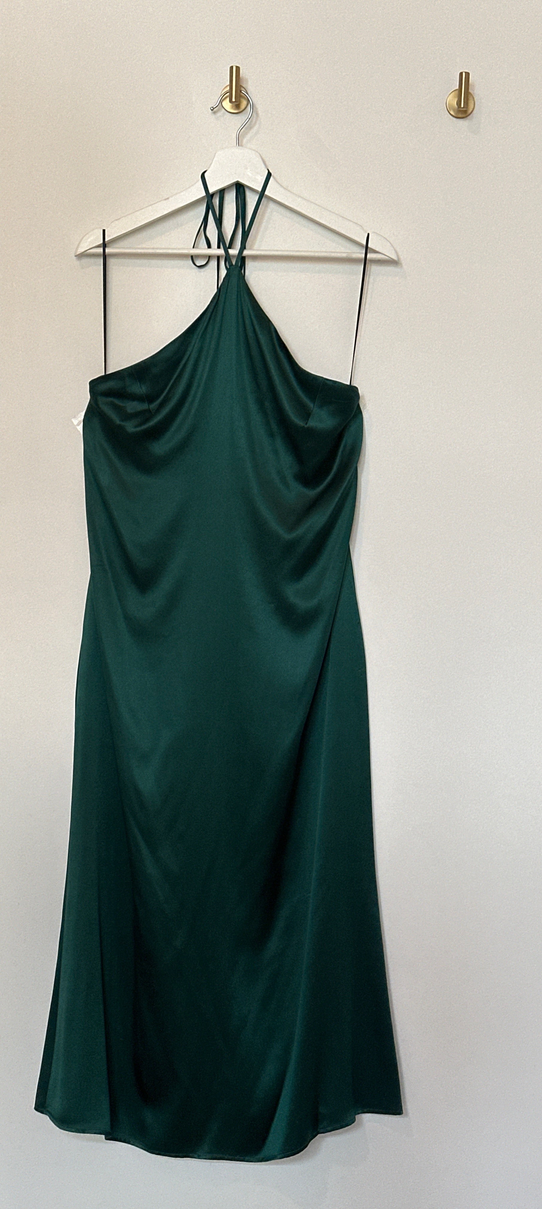 Reformation Dark Emerald Halter Dress Medium