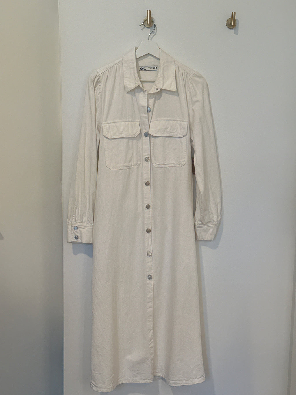 ZARA Floor Length Long Sleeved Shirt Dress