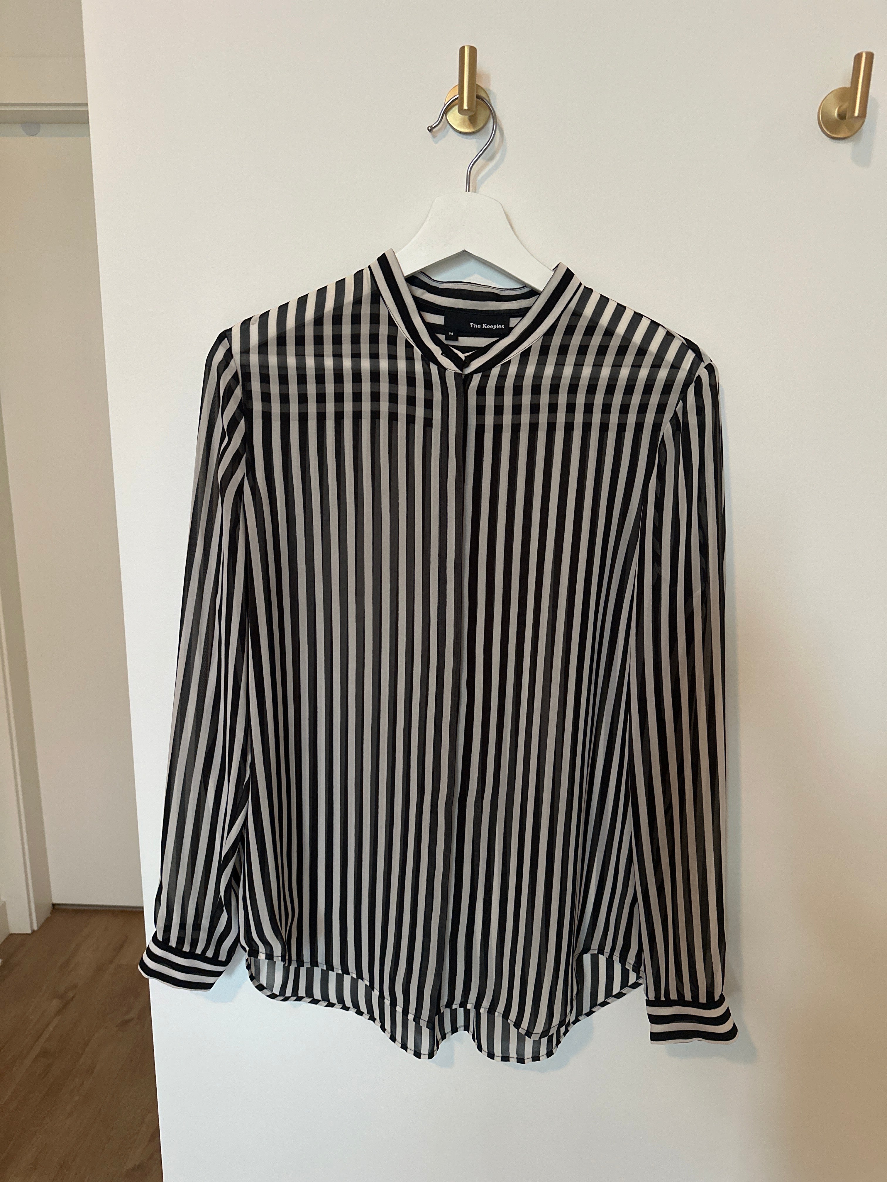 The Kooples Black & White Stripe Crepe Blouse