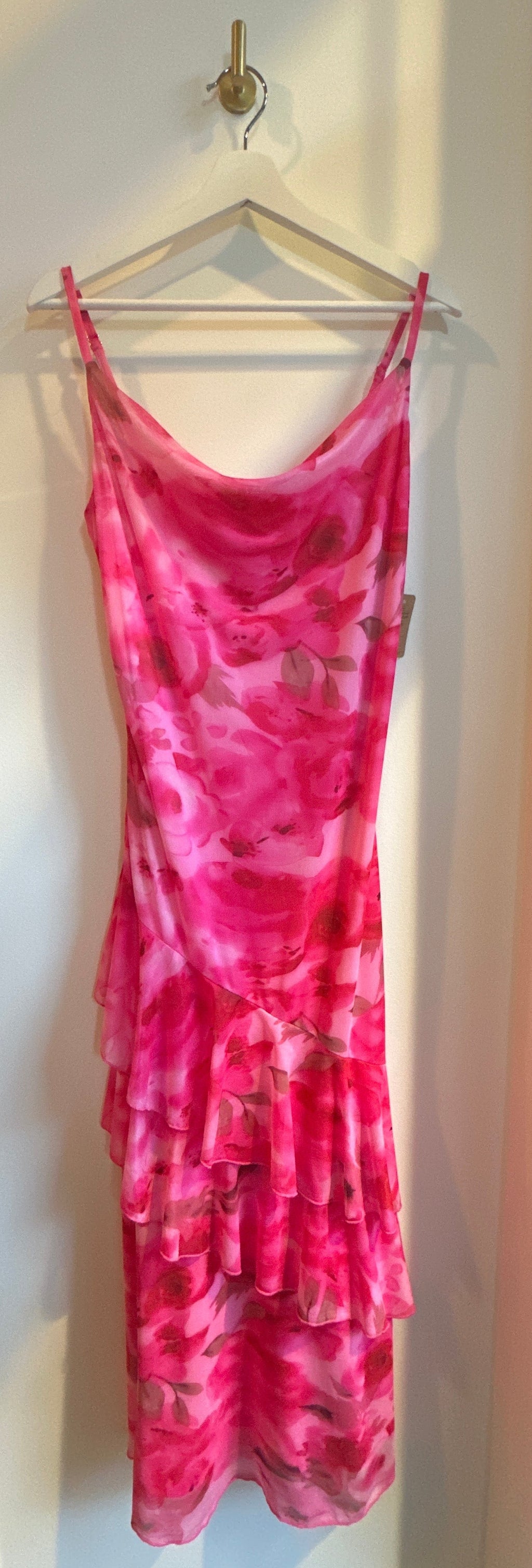 Pretty Garden Tiered Tank Dress — Pink Floral | Size L