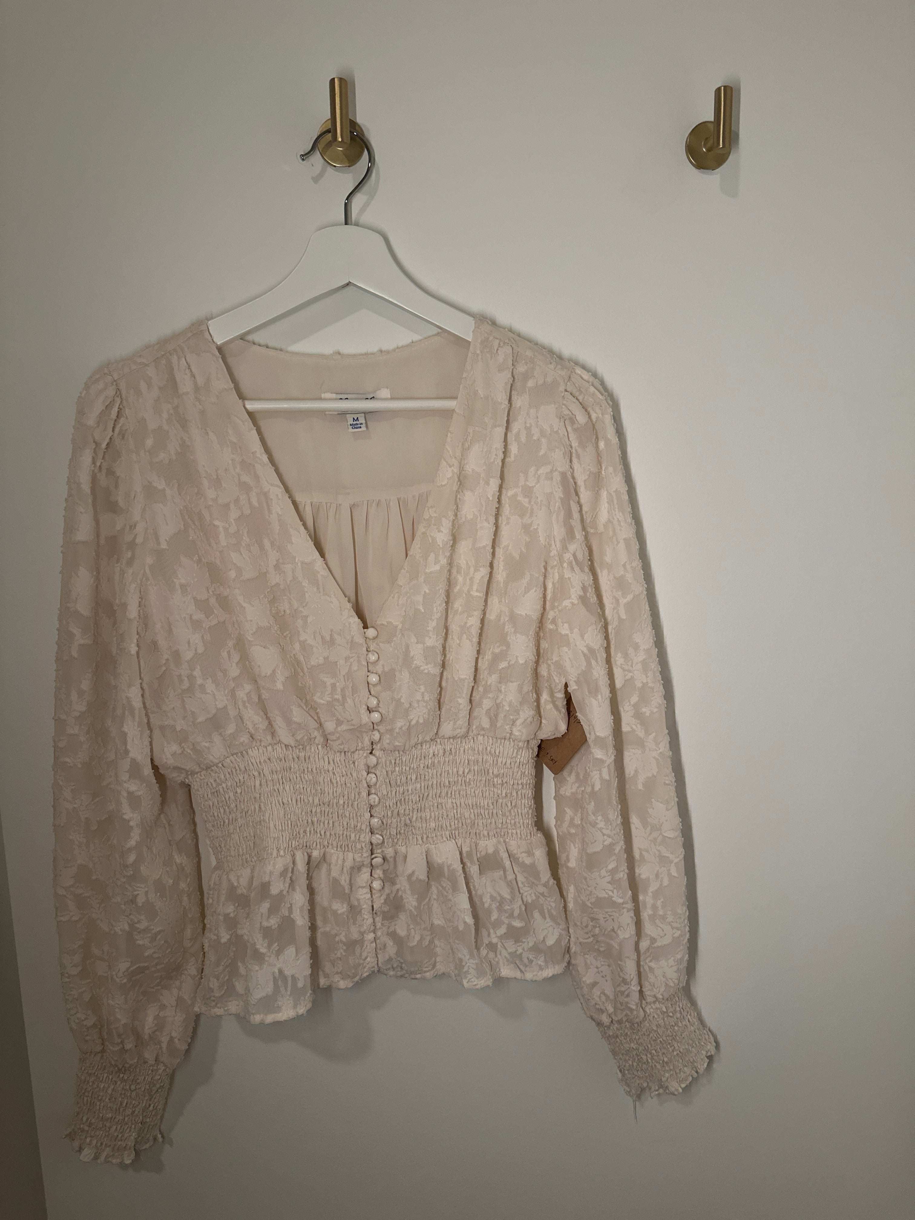 V-Neck She & Sky Lacey Embossed Blouse
