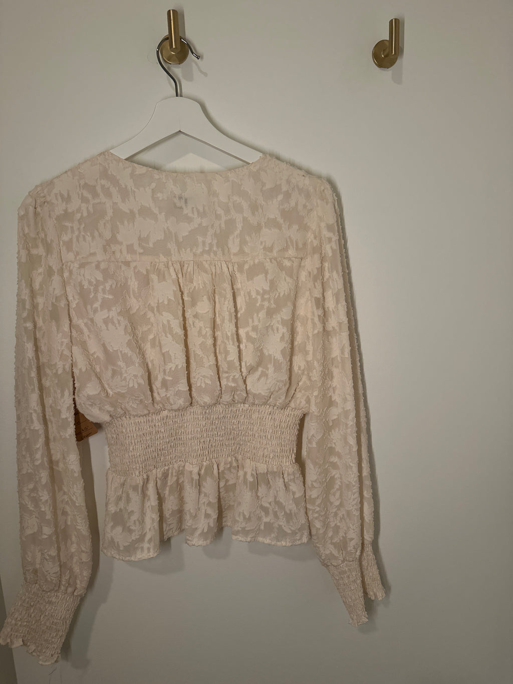 V-Neck She & Sky Lacey Embossed Blouse