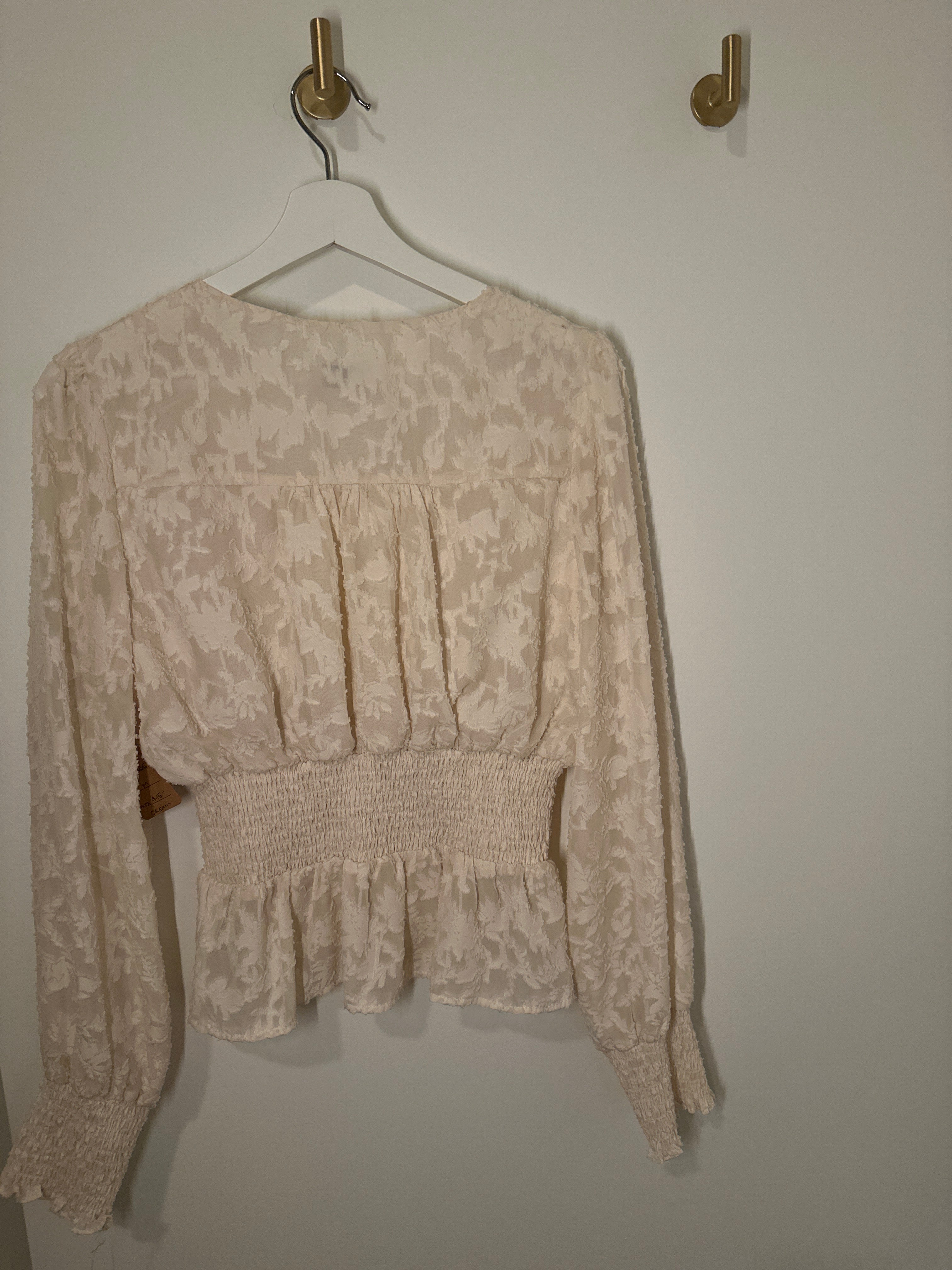 V-Neck She & Sky Lacey Embossed Blouse