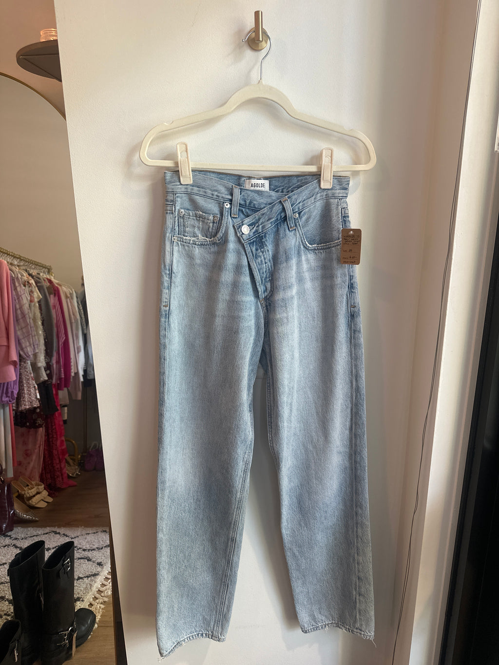 AGOLDE “Criss Cross” High Rise Jeans – Light Wash — Size 24 (waist measures 25-26)