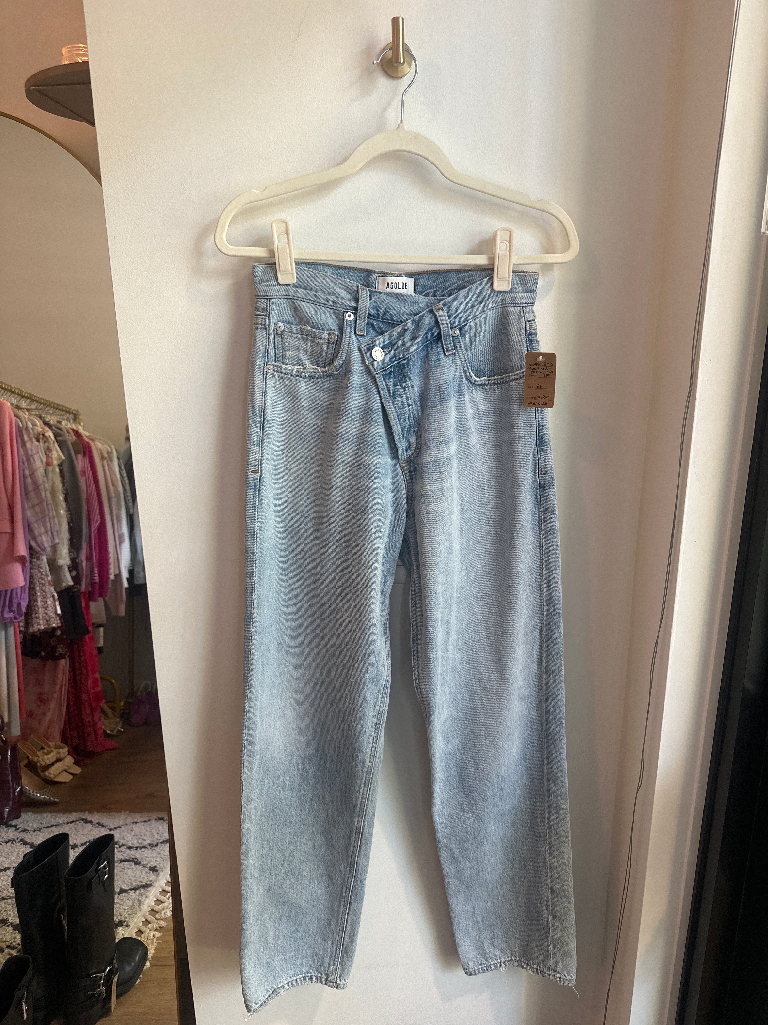AGOLDE “Criss Cross” High Rise Jeans – Light Wash — Size 24 (waist measures 25-26)