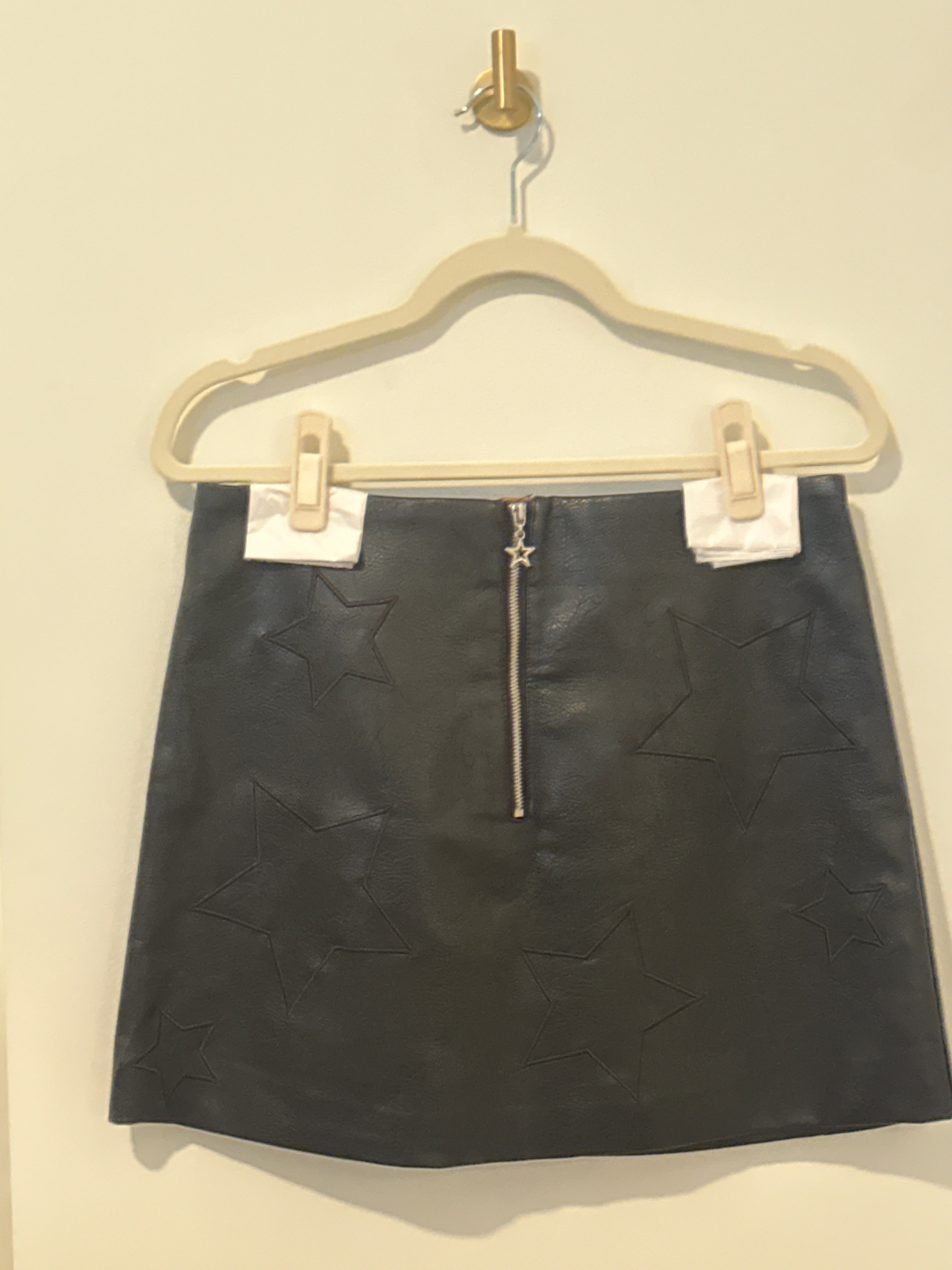 DIVIDED Black Pleather Zip Front Mini Skirt