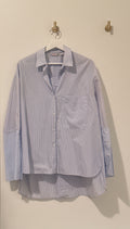 ZARA Over Sized Shirt Tail Style Exagerated Contrasting Turn Back Cuff Shirt