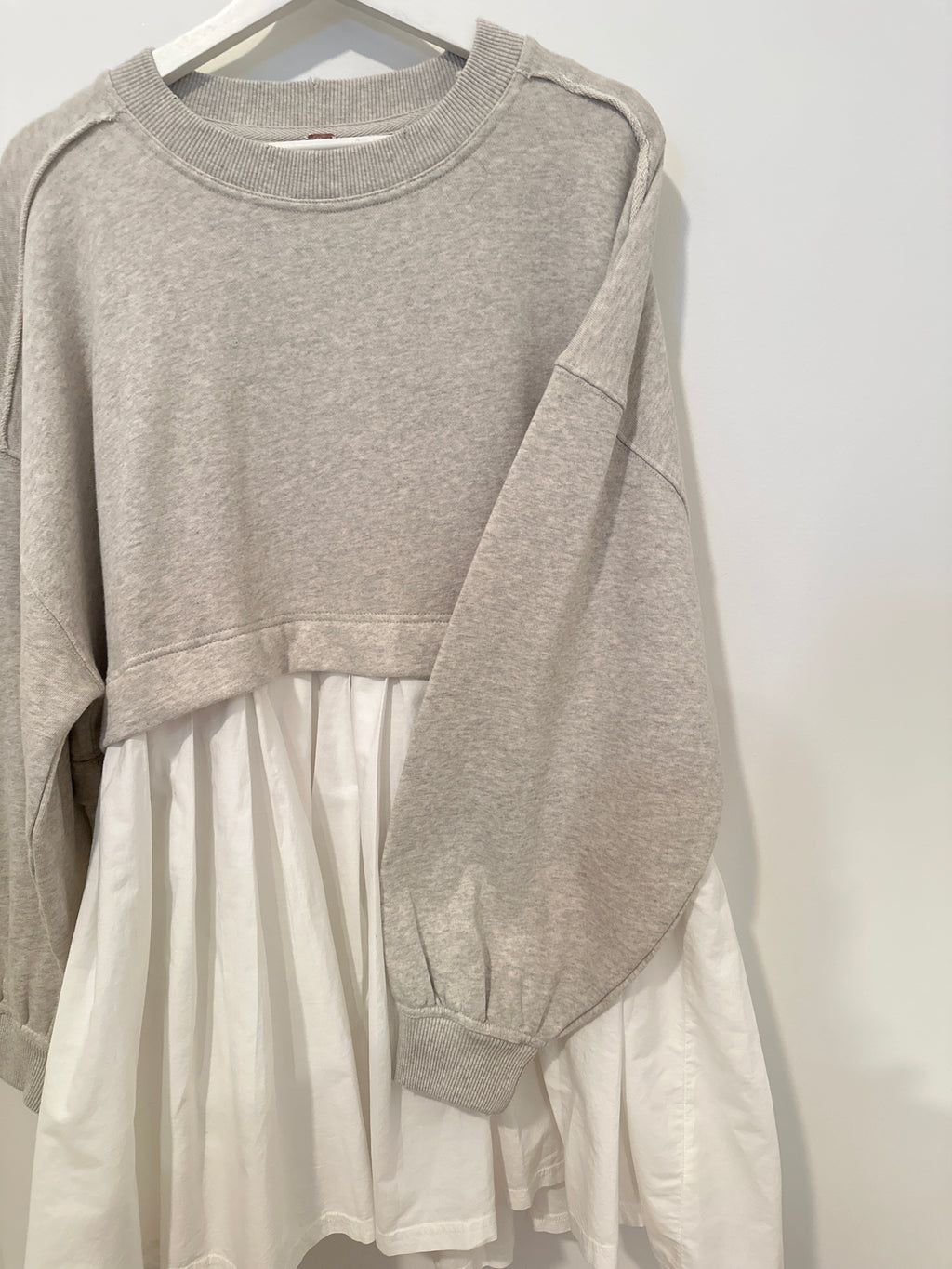 FREE PEOPLE CREW NECK WORN SWEATER PLEATED SHIRT DRESS XS