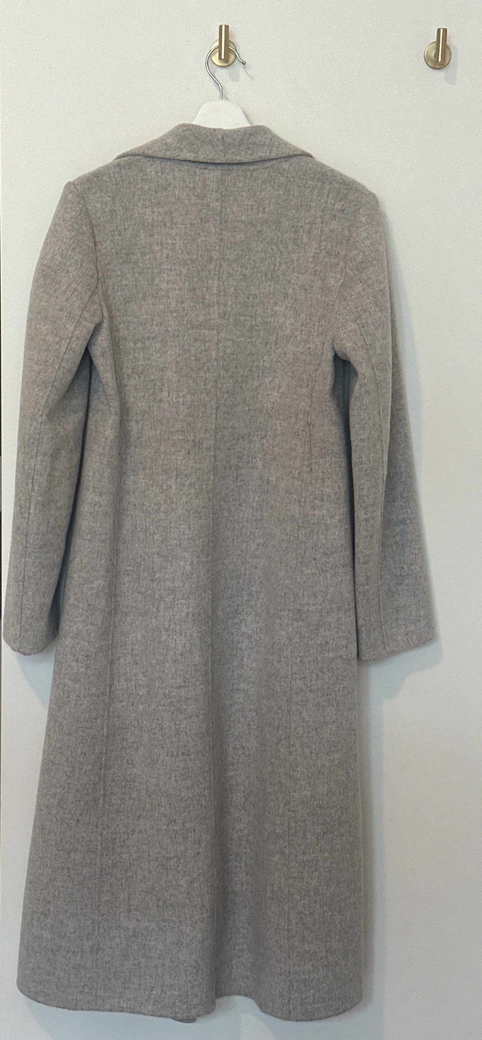 BABATON Wool Light Grey Shawl Collar Wrap Coat Medium