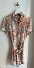 Massimo Dutti 100% Mulberry Silk Paisley Romper | Size 6