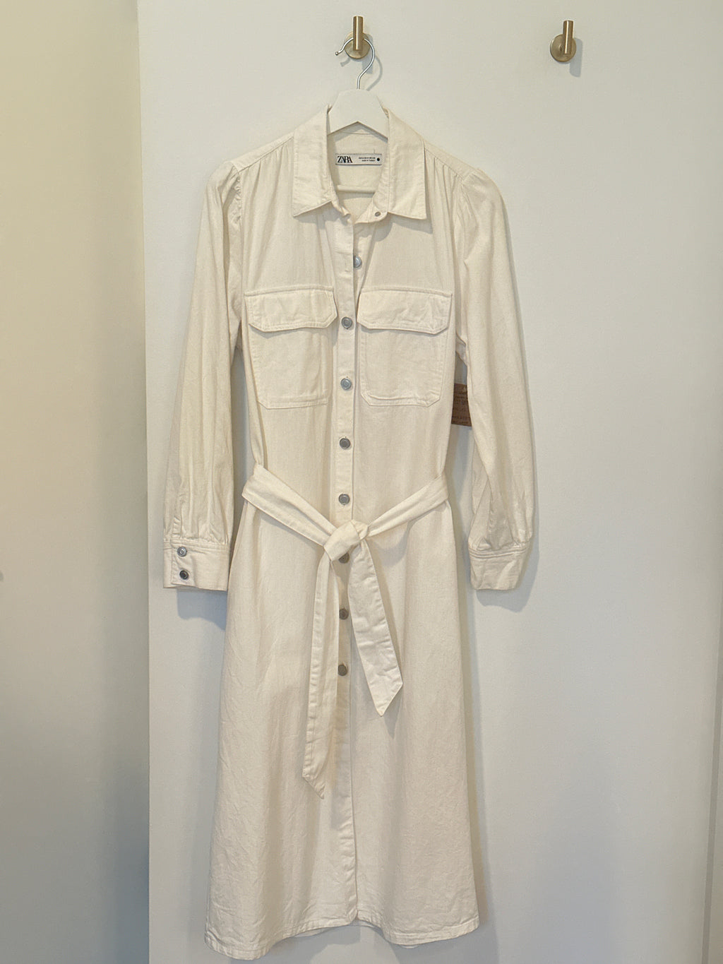 ZARA Floor Length Long Sleeved Shirt Dress
