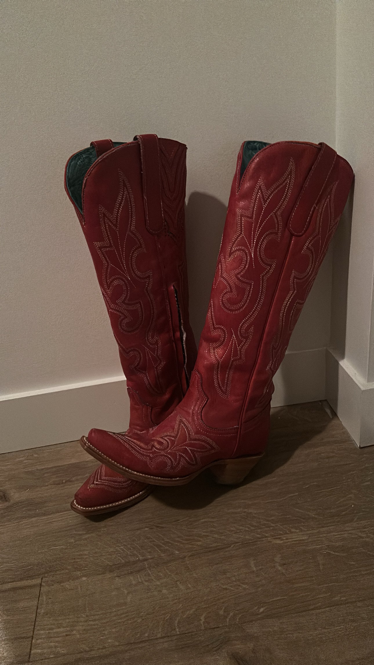 CORRAL Leather Western Boots | Red W/ White Stitching | Size 6