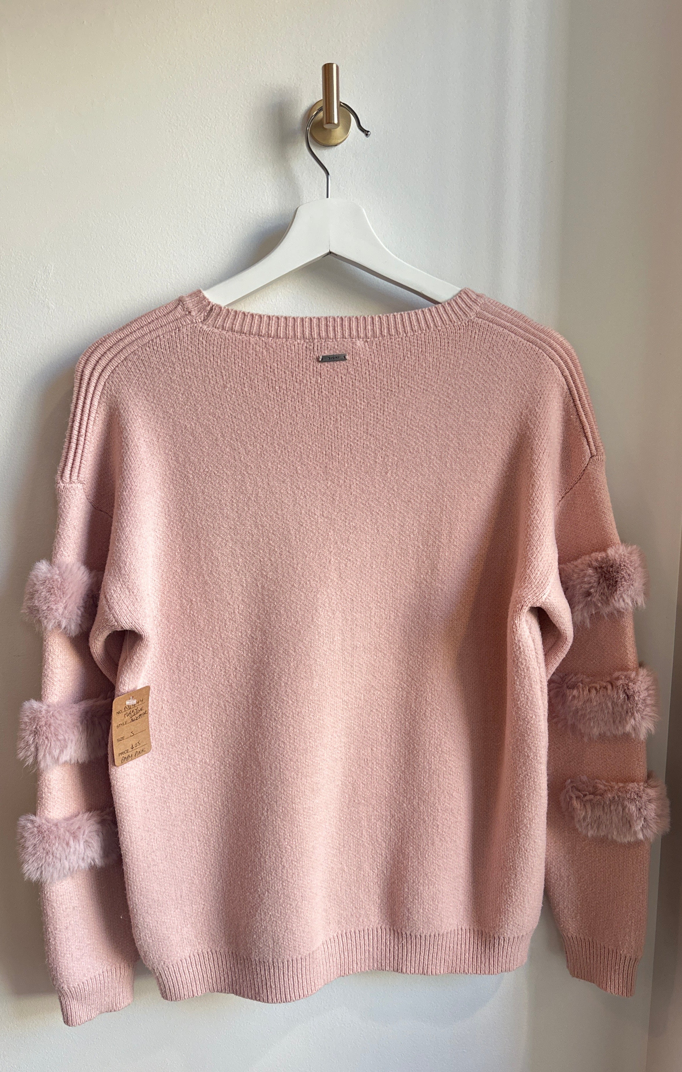 SIONI Blush Pom-Detail Sweater Size Small