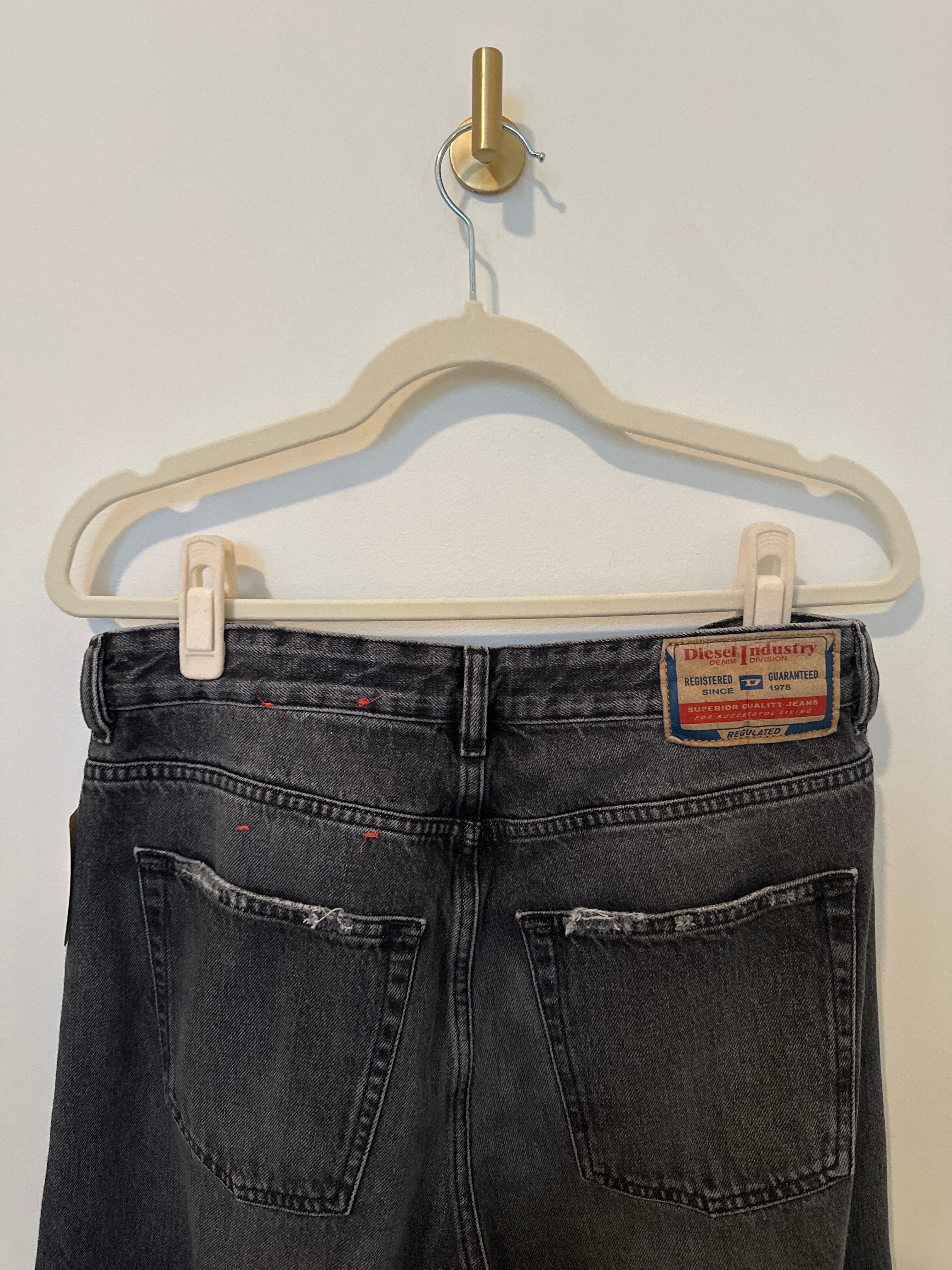 DIESEL Faded Black Wide Leg Baggy Jeans 28