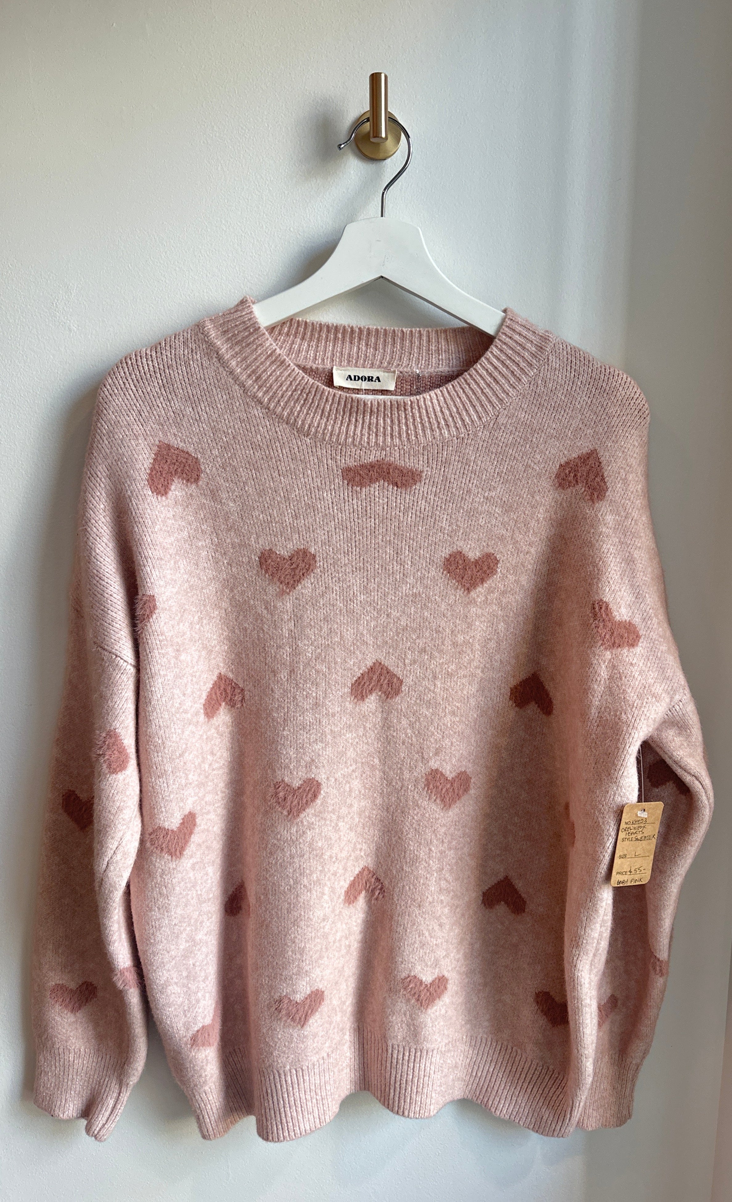 ADORA Heart Pattern Knit Sweater – Size Large