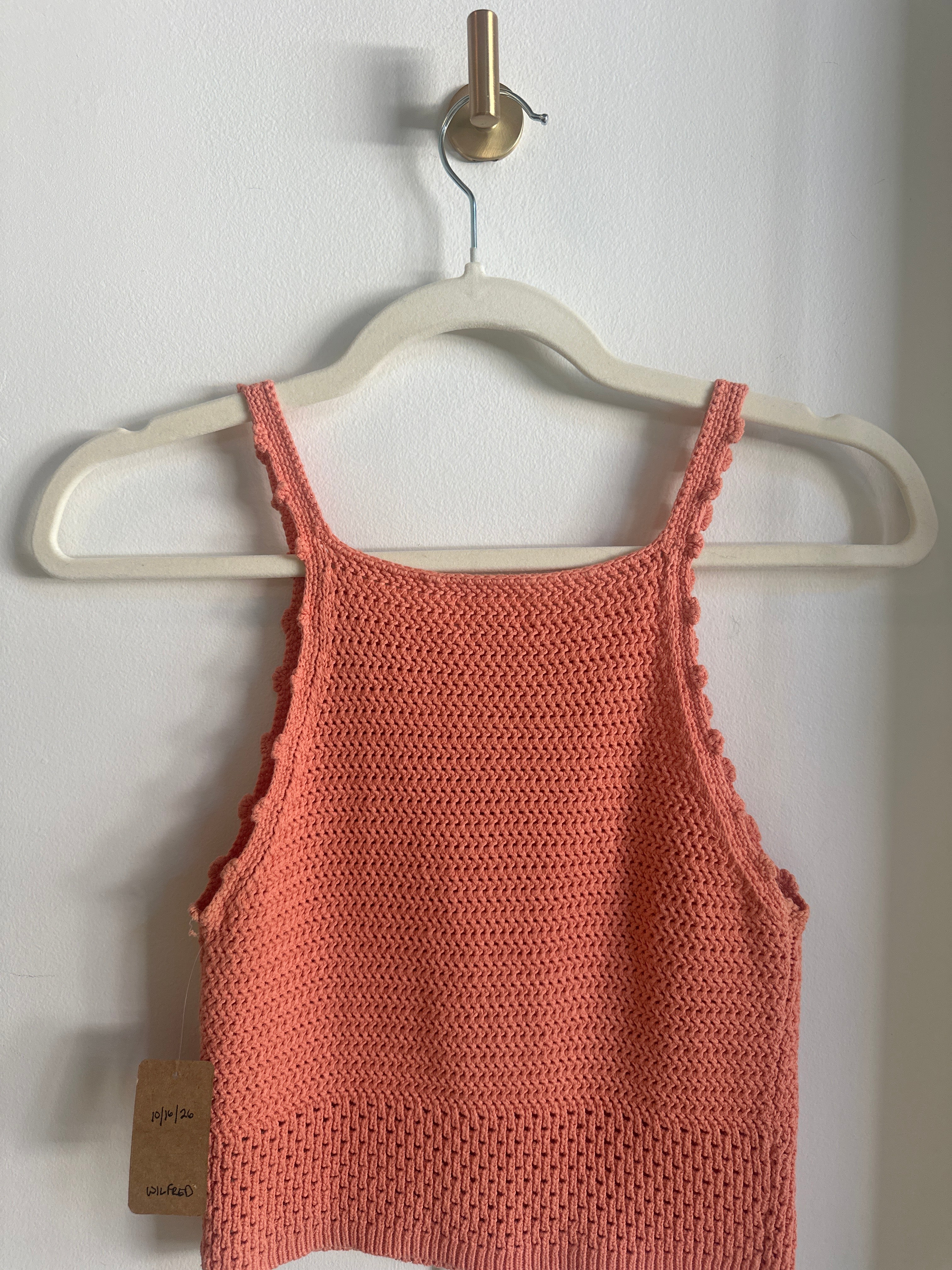 Wilfred Crochet Knit Crop Tank – Coral | Size XS