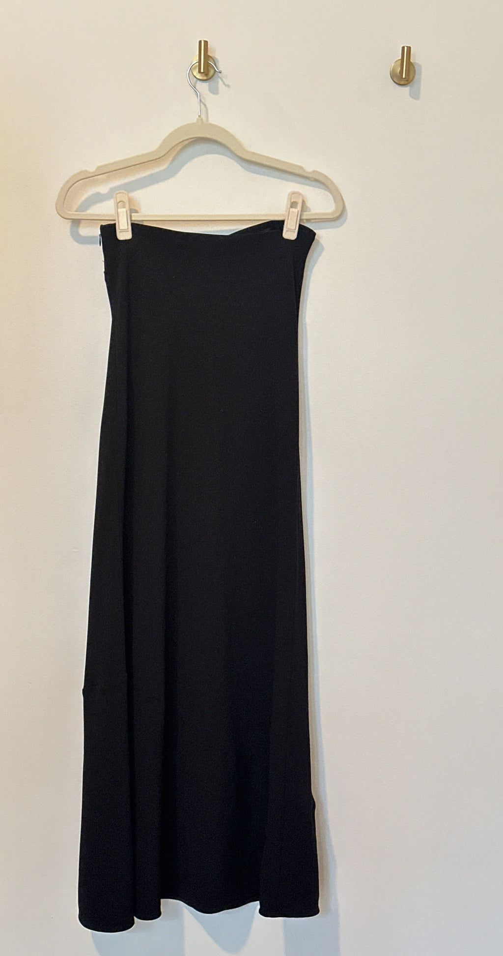 BABATON Black Draped Bodice Strapless Full Length Asymmetrical Hem Stitch Detail Dress Small