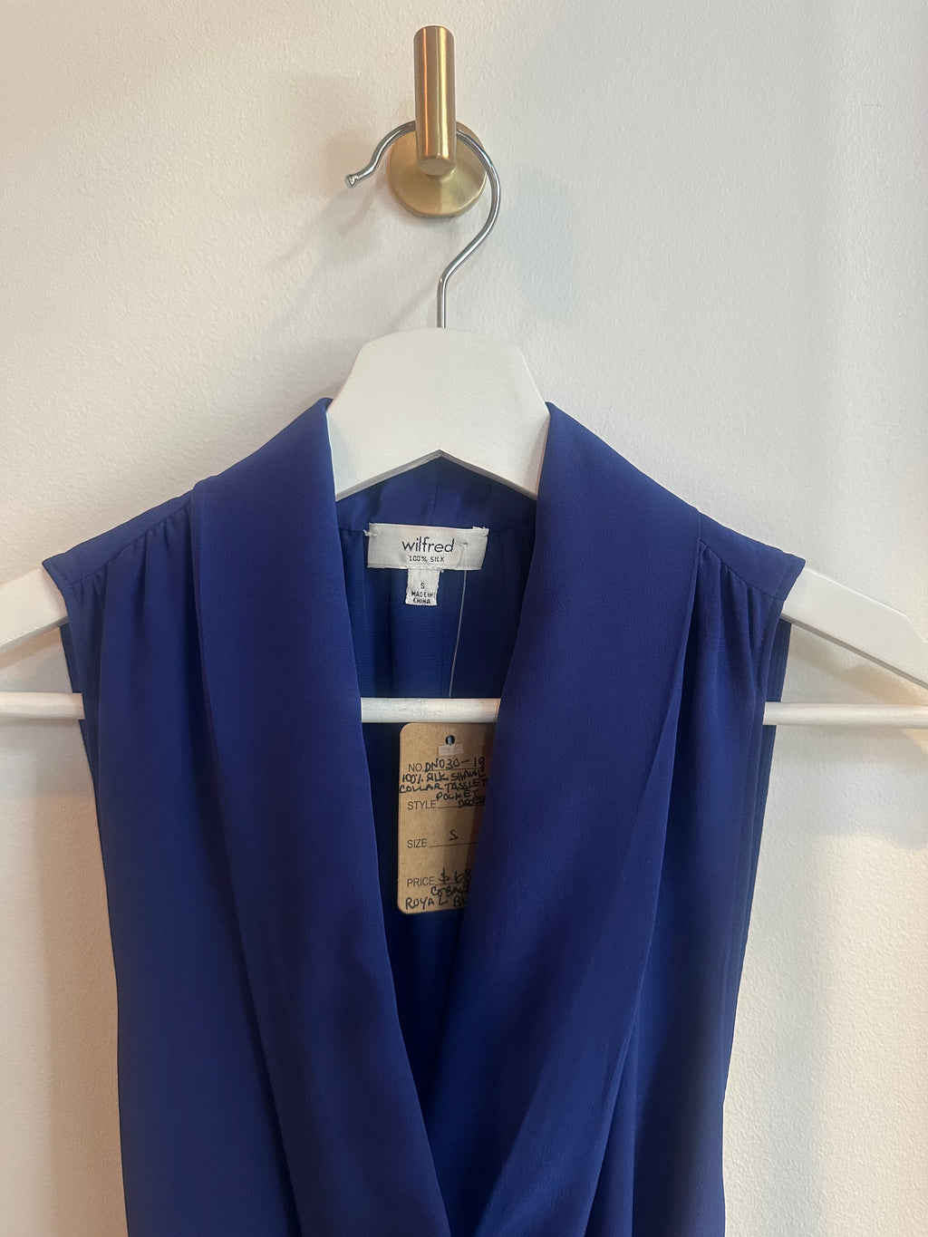 Wilfred 100% Silk Tassel Tie Dress – Royal Cobalt Blue | Size S