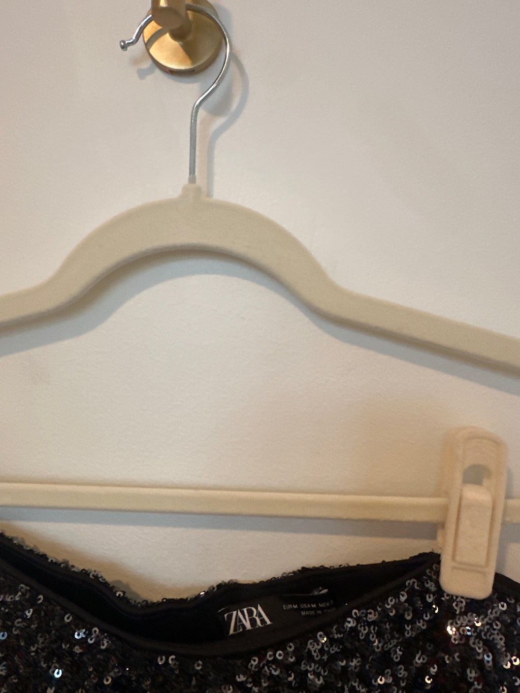 ZARA Metallic Sequin Stretch Flared Pants Medium