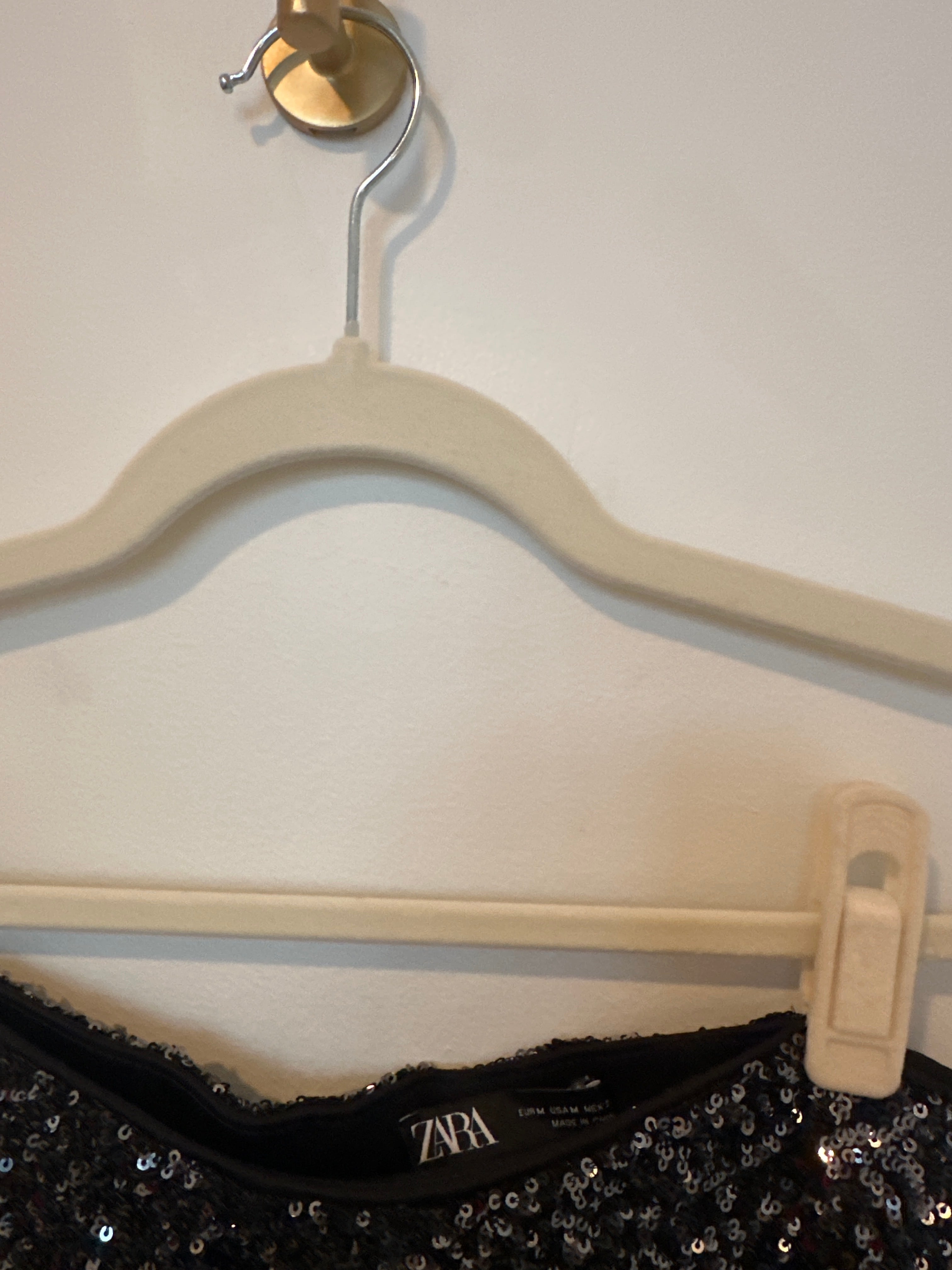 ZARA Metallic Sequin Stretch Flared Pants Medium