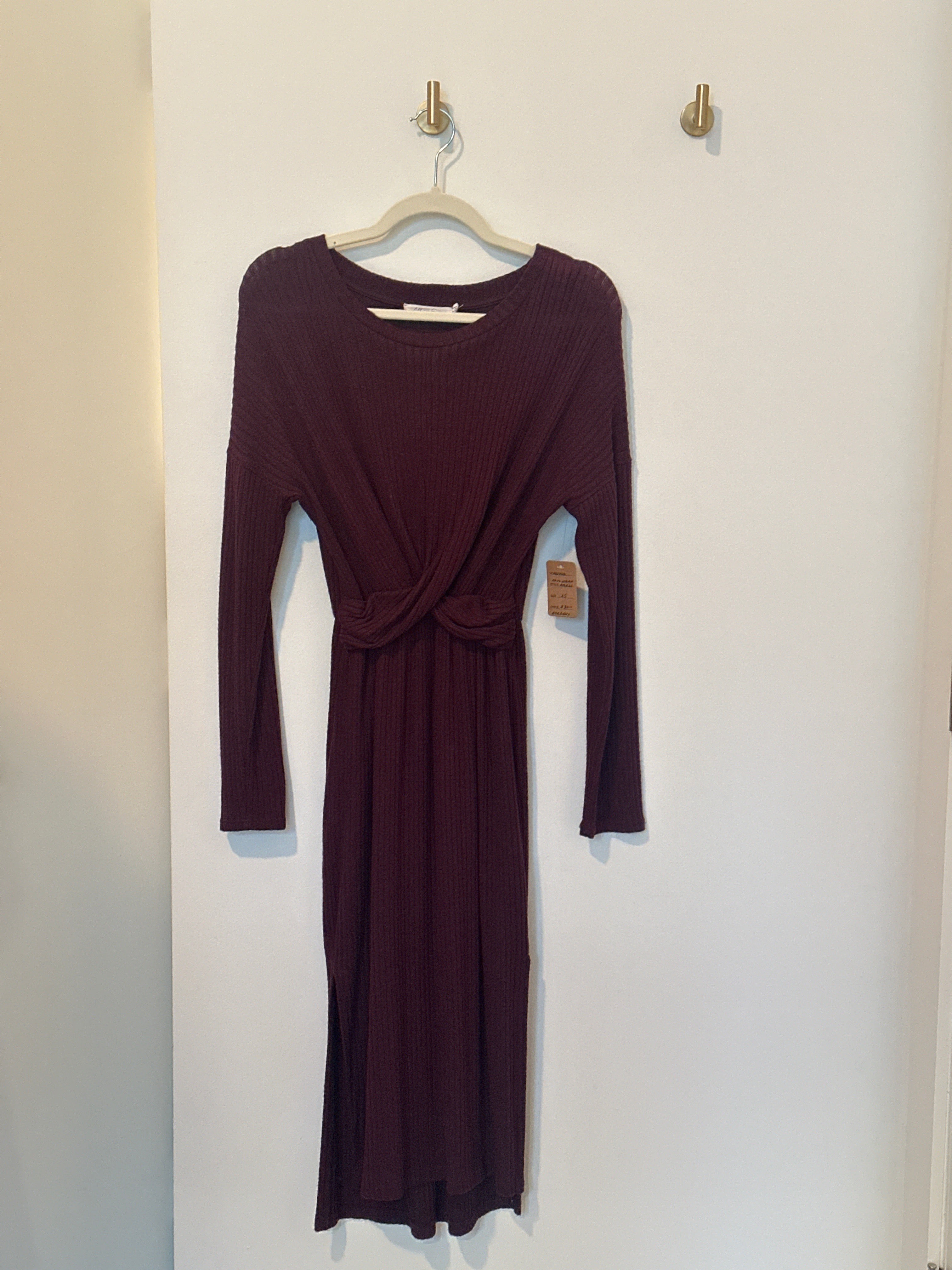 All In Favor Mid Length Faux Wrap Knit Dress