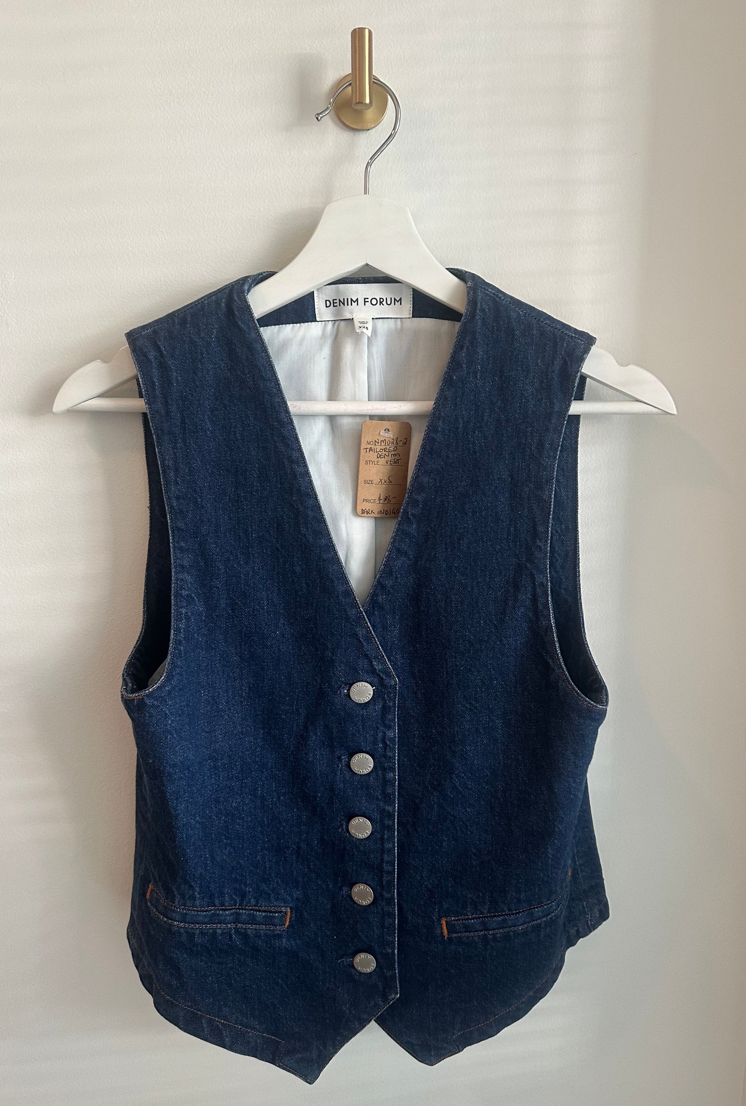 DENIM FORUM Tailored Button-Up Denim Vest - XXS