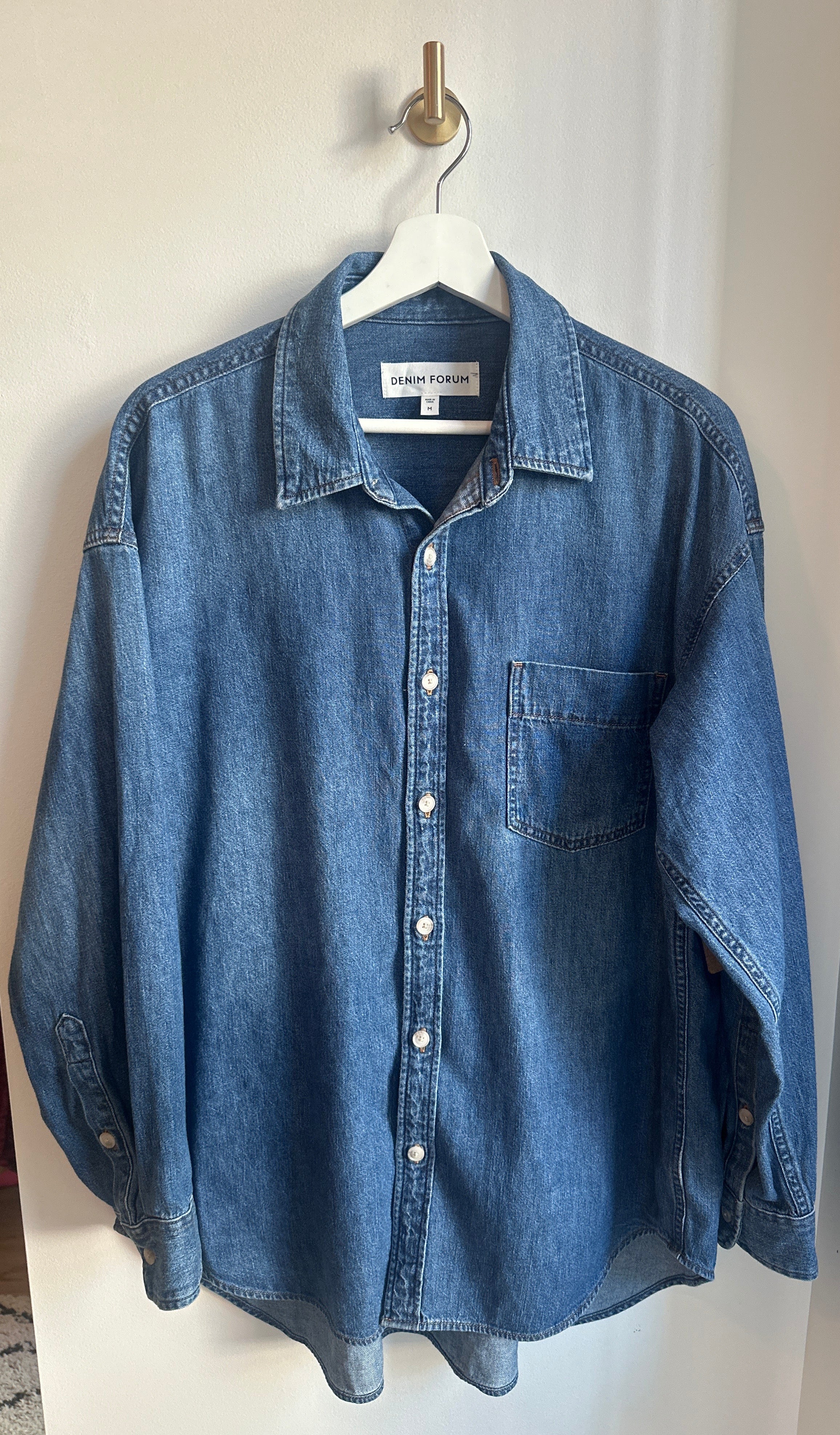 DENIM FORUM Oversized Denim Shirt – Medium Wash - Size M