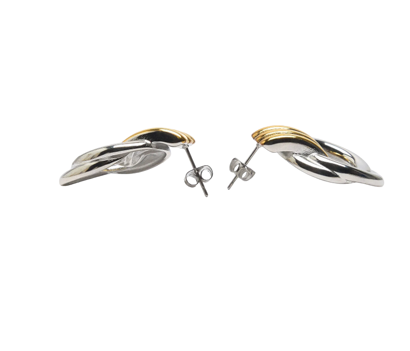 Jewelry Double Knotted- Door Knocker- Two Tone Earring: Two tone