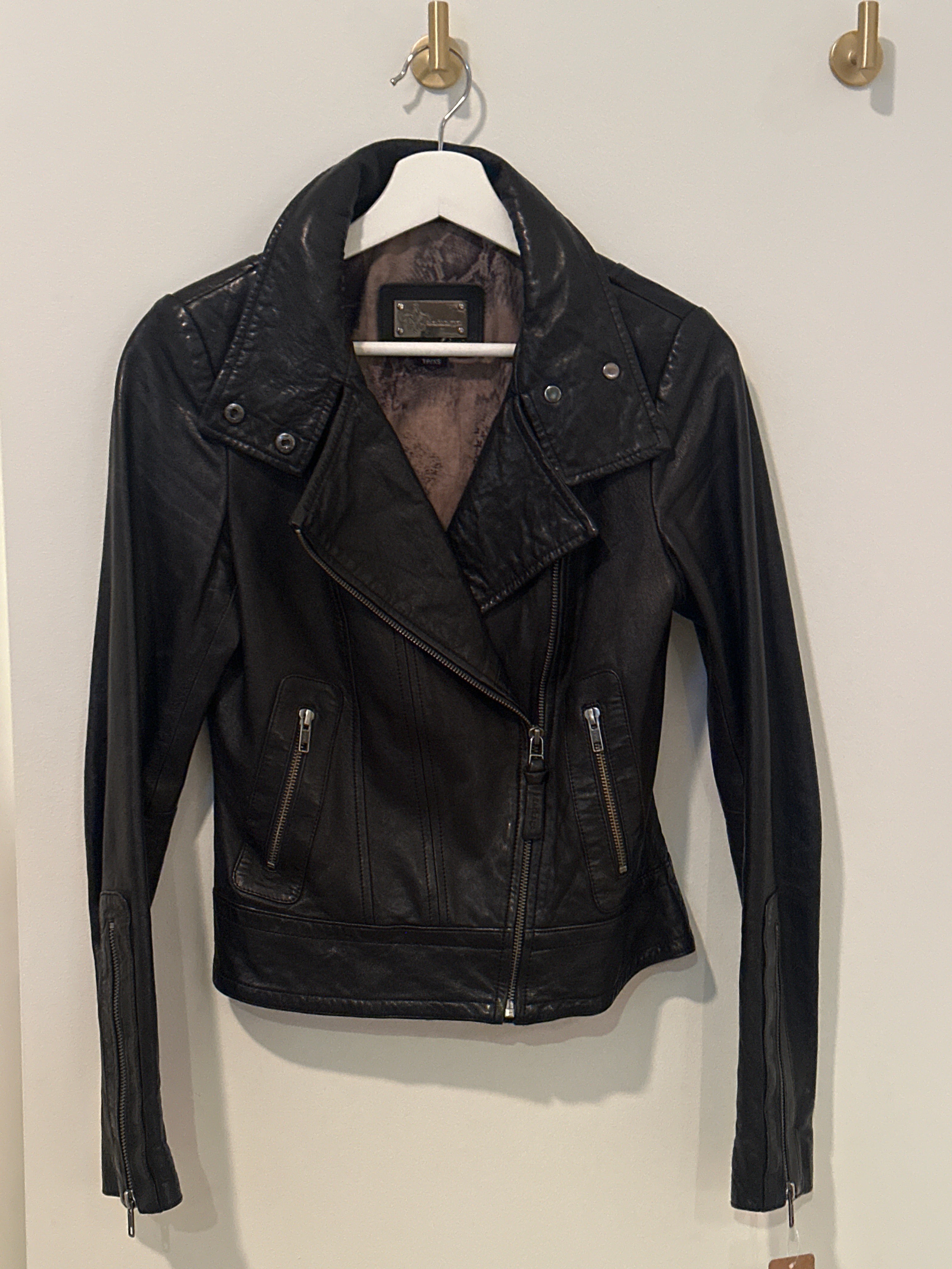 Mackage Black Leather Biker Style Jacket