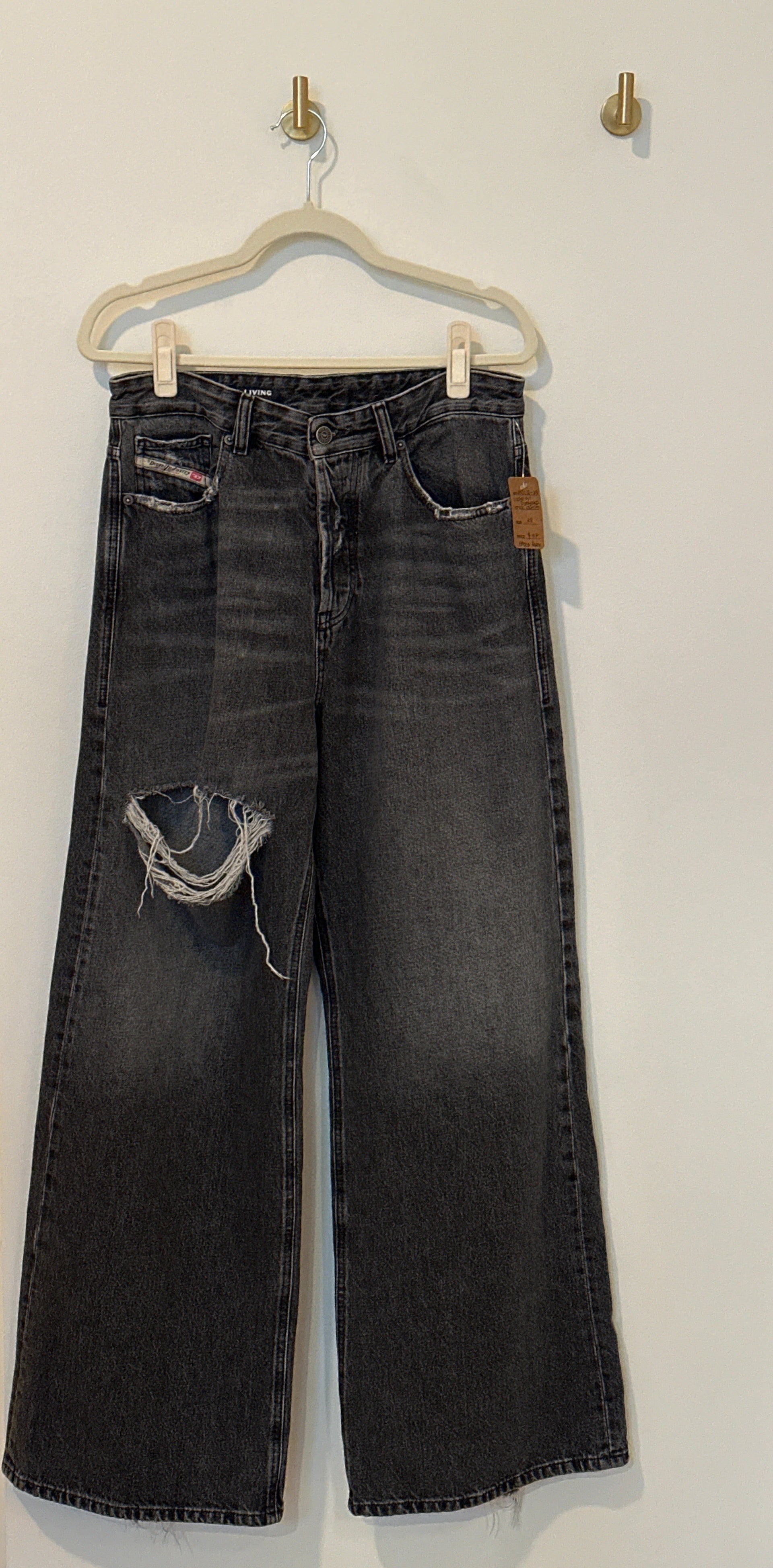 DIESEL Faded Black Wide Leg Baggy Jeans 28