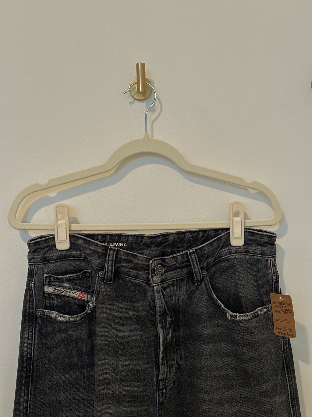 DIESEL Faded Black Wide Leg Baggy Jeans 28