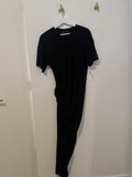 ZARA Long Draped Black Dress Body Con Side Ruching