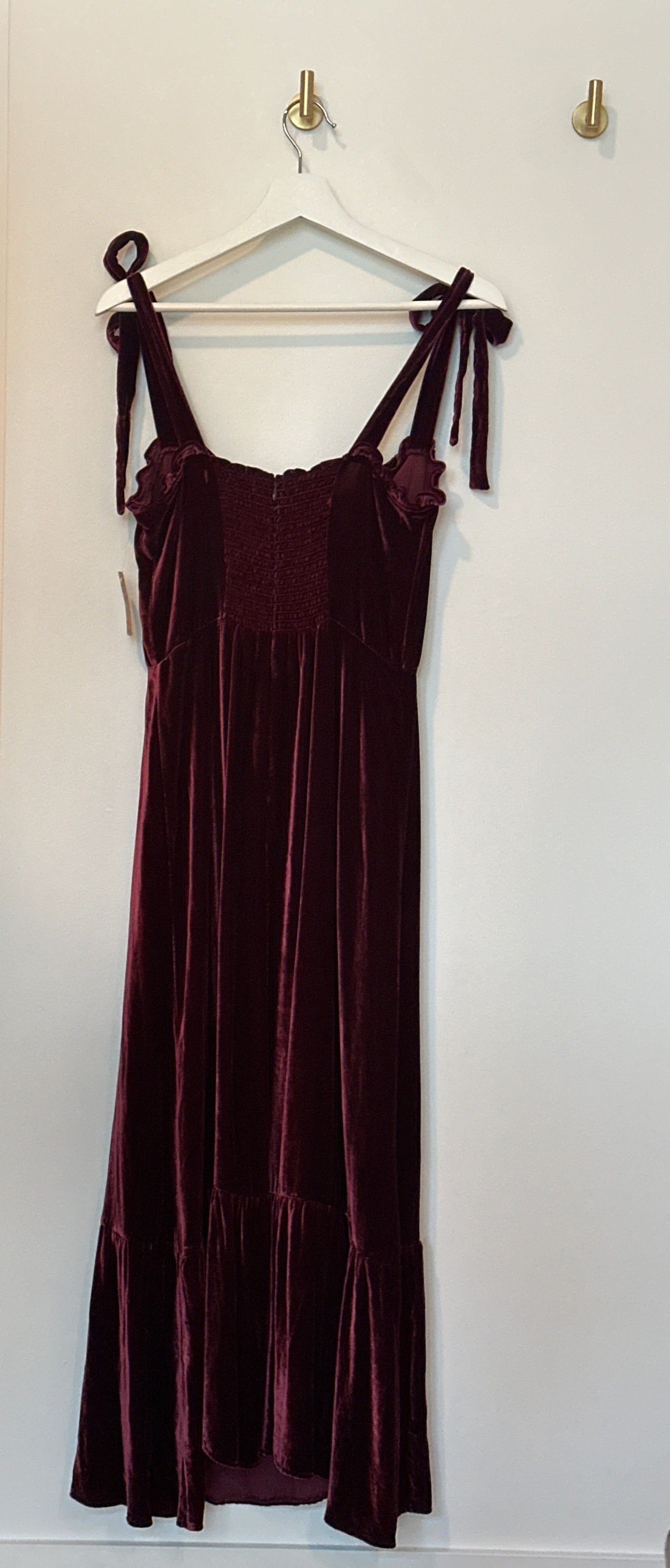 Reformation Full Length Burgundy Velvet Sleeveless Dress