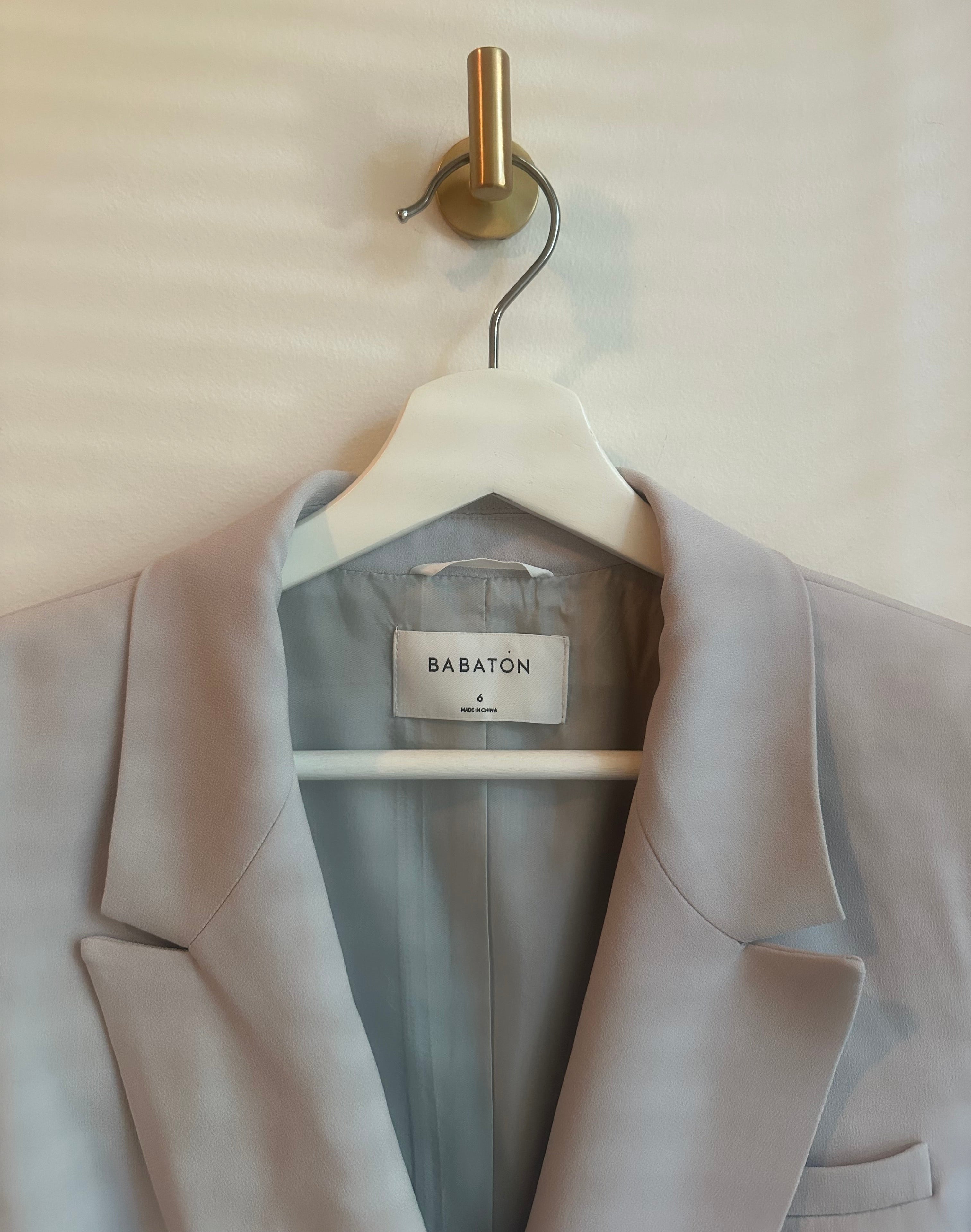 Babaton Oversized Double-Breasted Blazer | Dove Blue Grey | Size 6