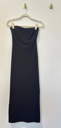 BABATON Black Draped Bodice Strapless Full Length Asymmetrical Hem Stitch Detail Dress Small